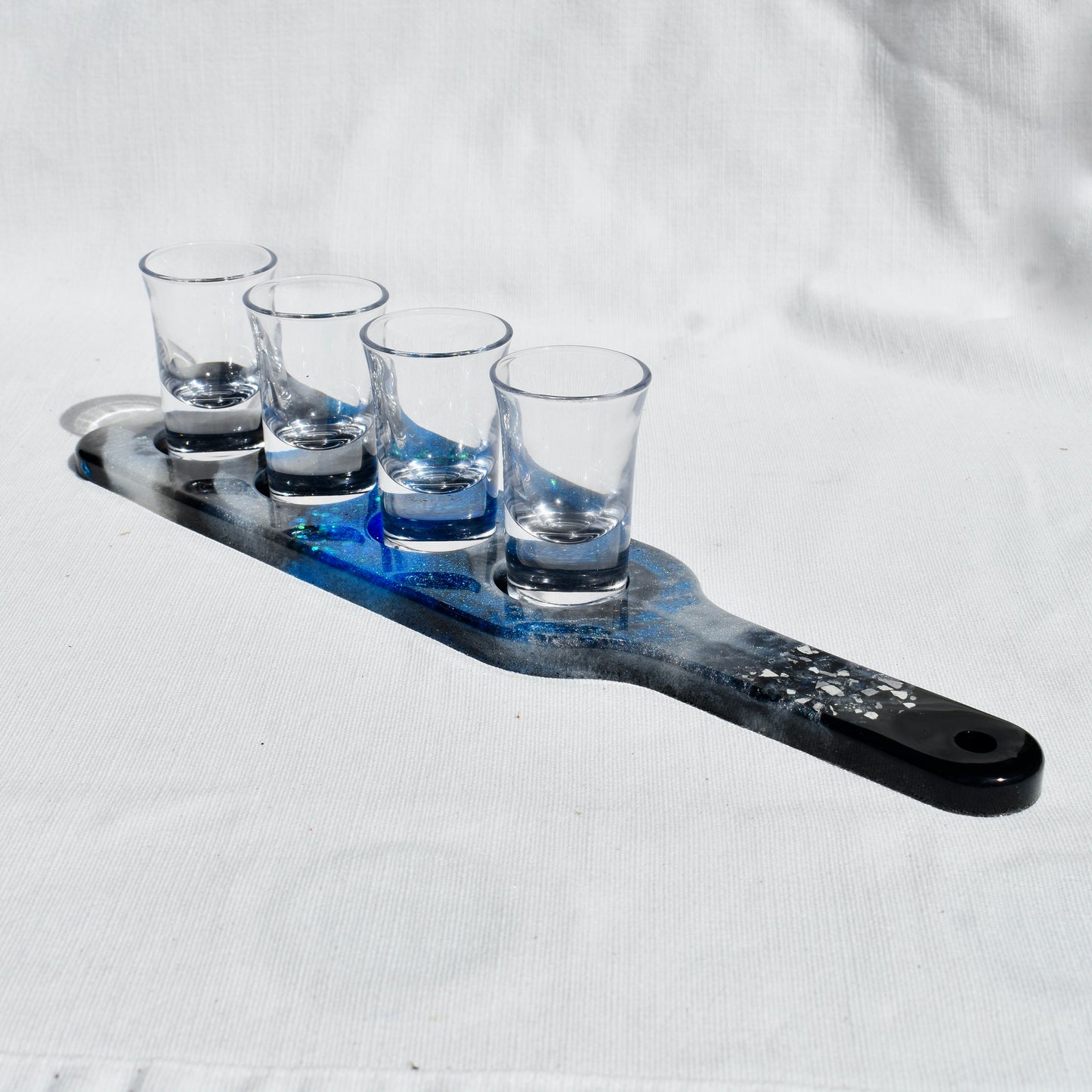 Law Enforcement Shot Glass Paddle • Black & Blue Shot Glass Paddle • Blue Line Beer Flight