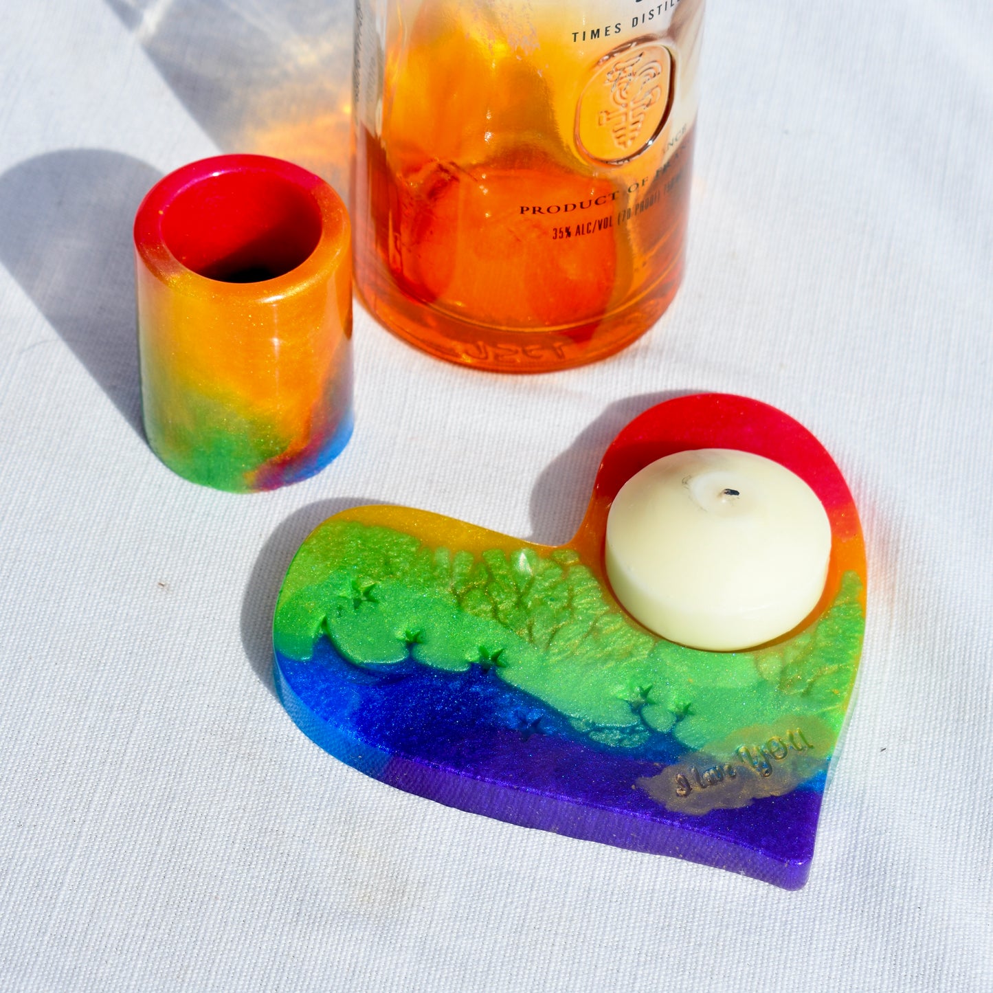 Heart Shaped Candle Holder • Heart Shaped Shot Glass Holder