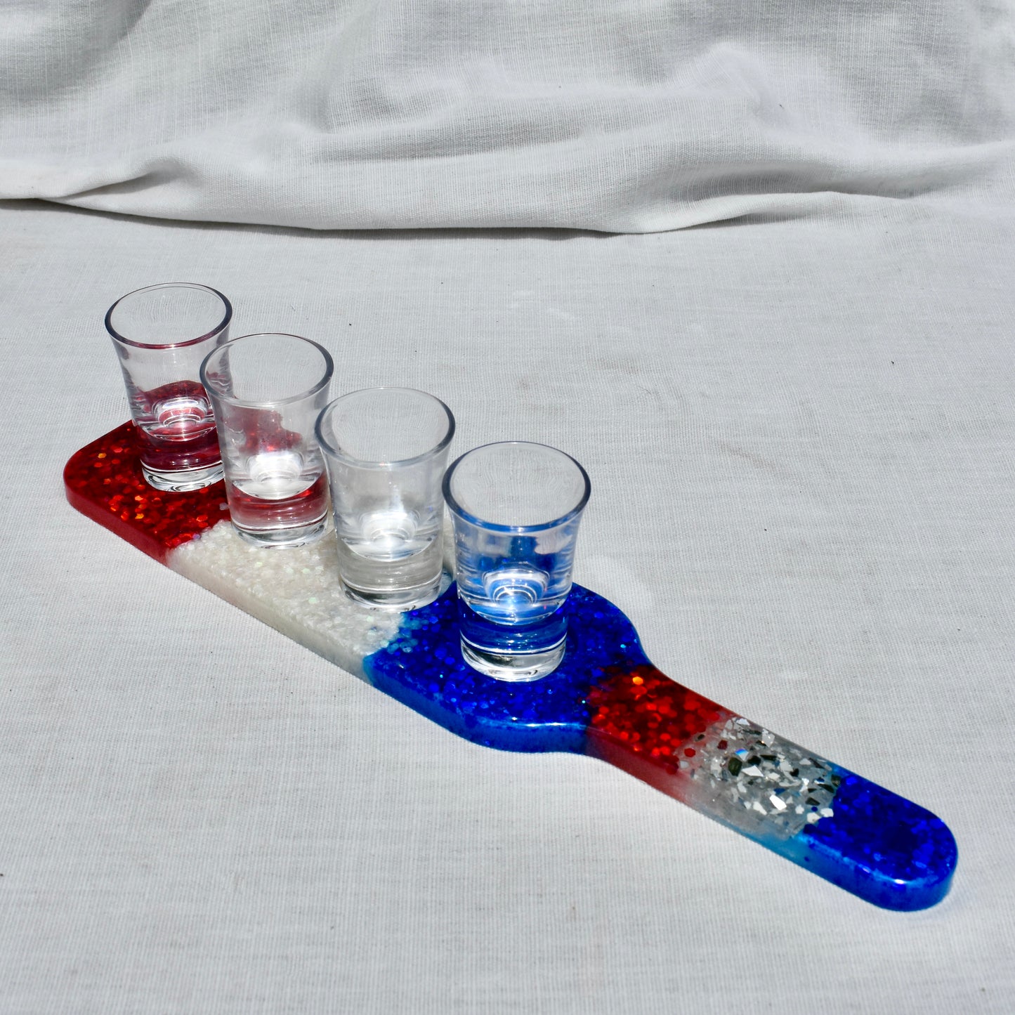 Patriotic Shot Glass Paddle 🇺🇸 Red White & Blue Shot Glass Paddle 🇺🇸 USA Beer Flight
