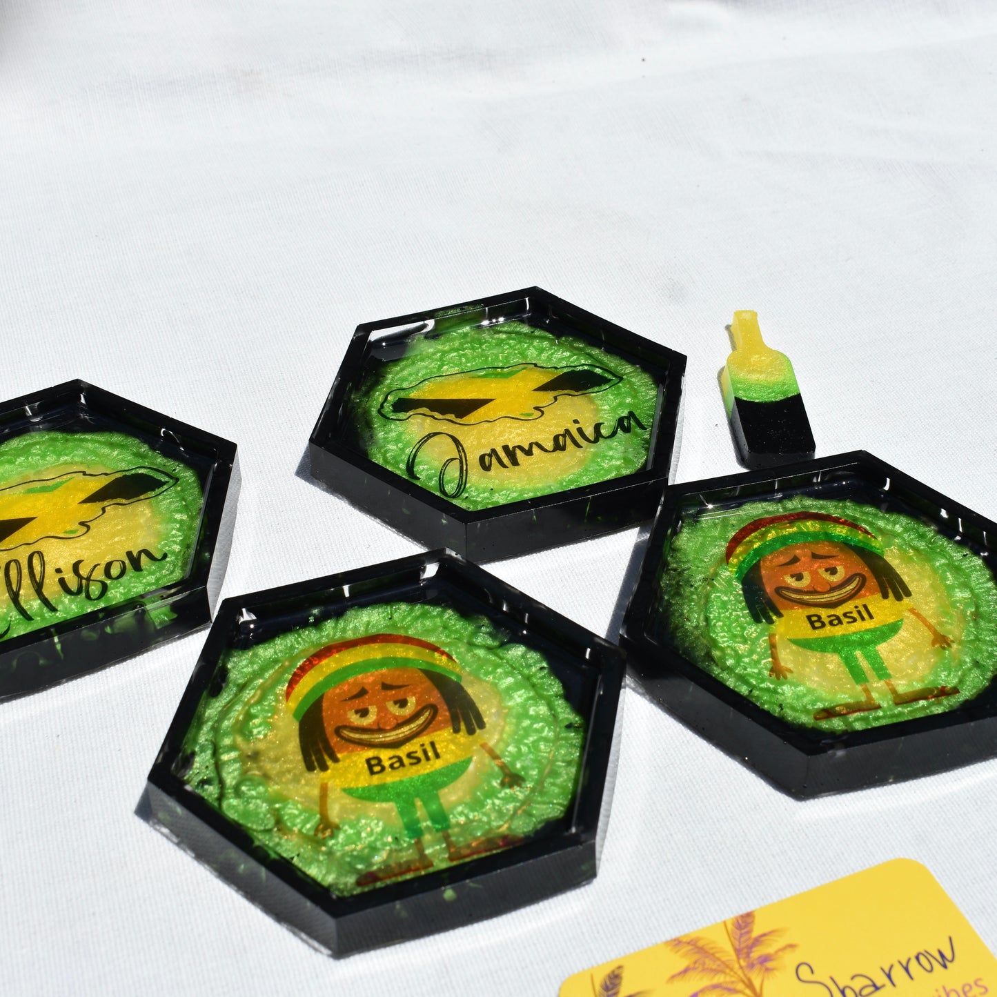 Jamaican Pride Coaster Set • Jamaican Themed Coasters • Your Country Coaster Set