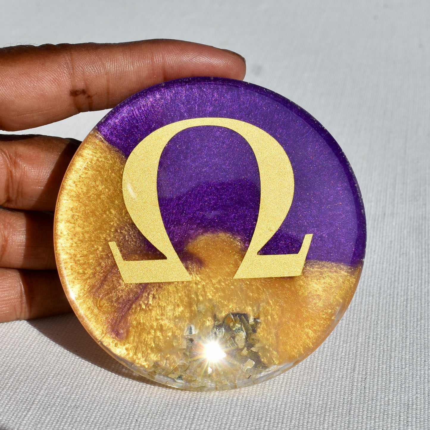 Purple & Gold Coasters with Holder - Fraternity Coaster Set