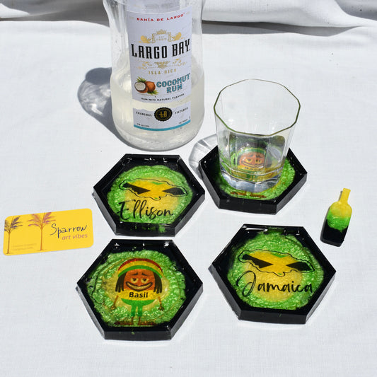 Jamaican Pride Coaster Set • Jamaican Themed Coasters • Your Country Coaster Set