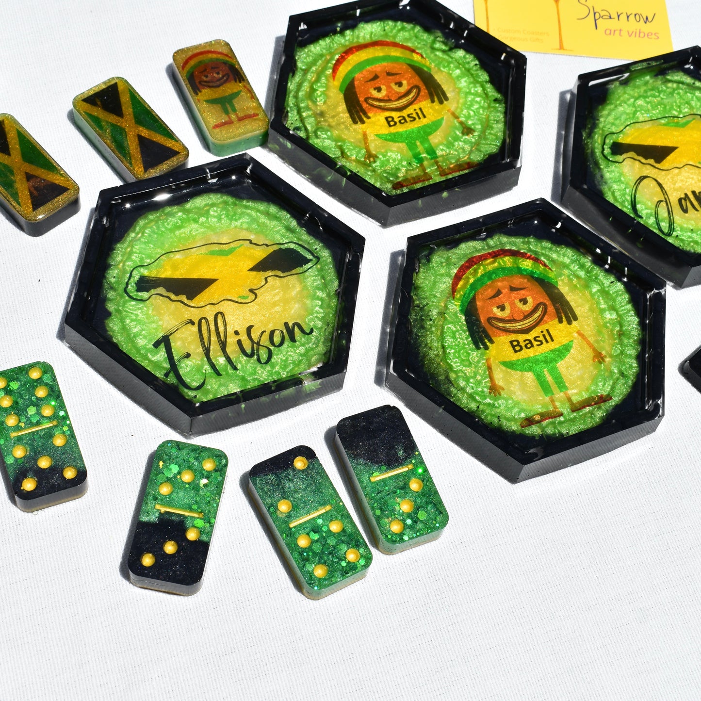 Jamaican Pride Coaster Set • Jamaican Themed Coasters • Your Country Coaster Set