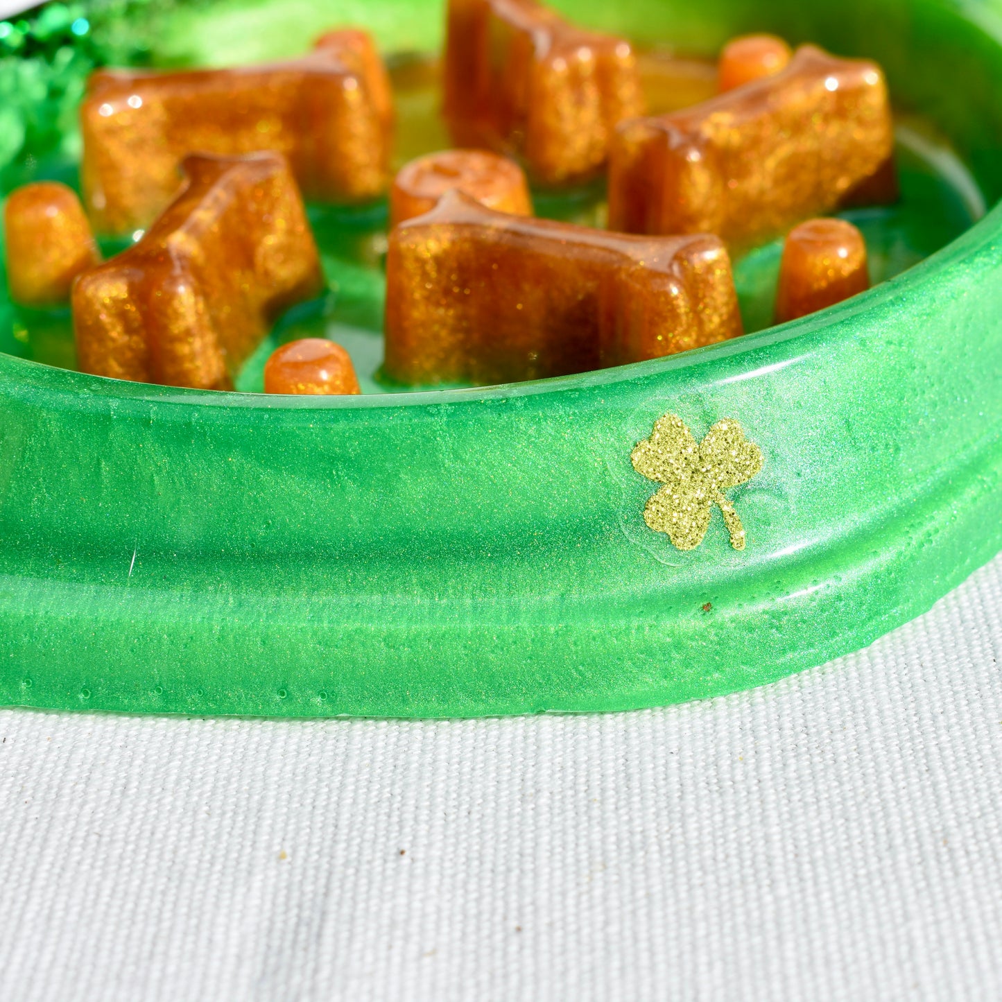 St. Patrick’s Day Personalized SLOW FEEDER Dog Bowl – Shamrock Personalized Pet Bowl - Pet Bowl with Name