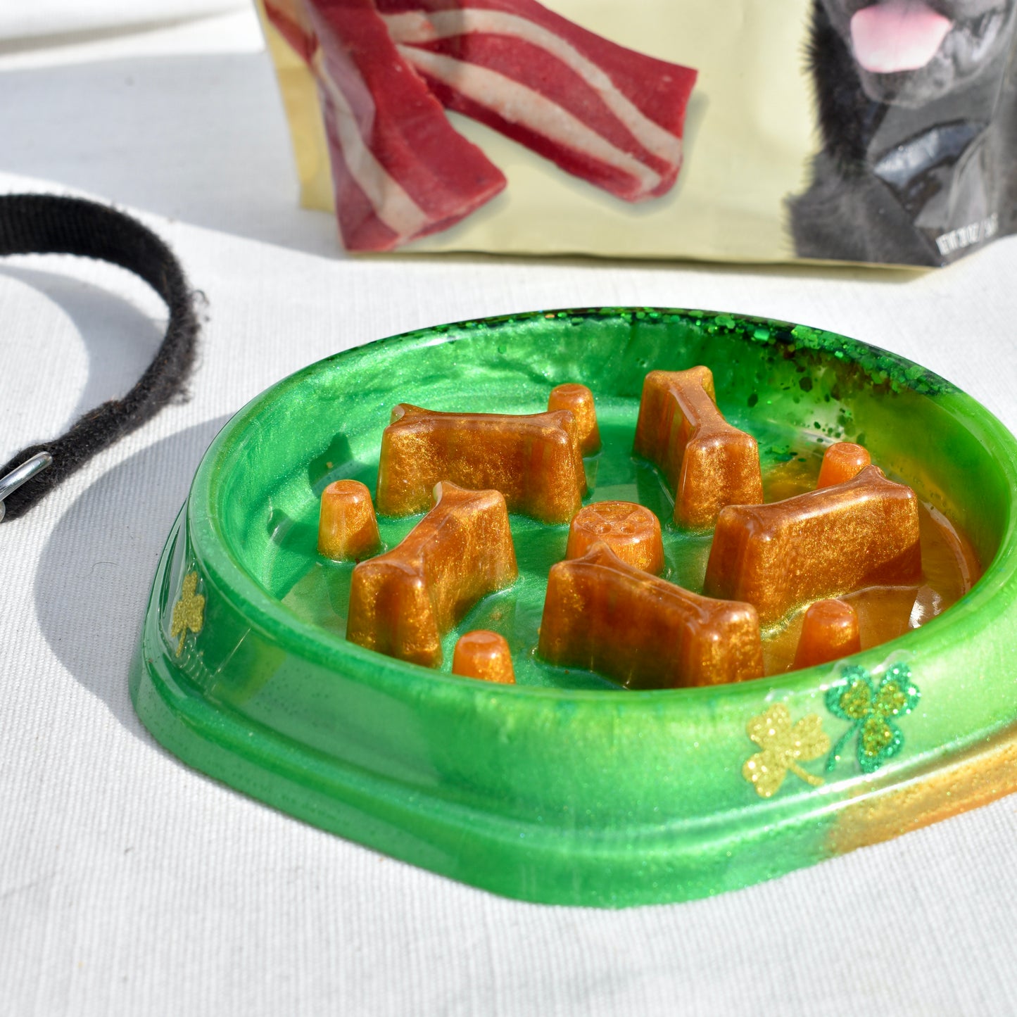 St. Patrick’s Day Personalized SLOW FEEDER Dog Bowl – Shamrock Personalized Pet Bowl - Pet Bowl with Name