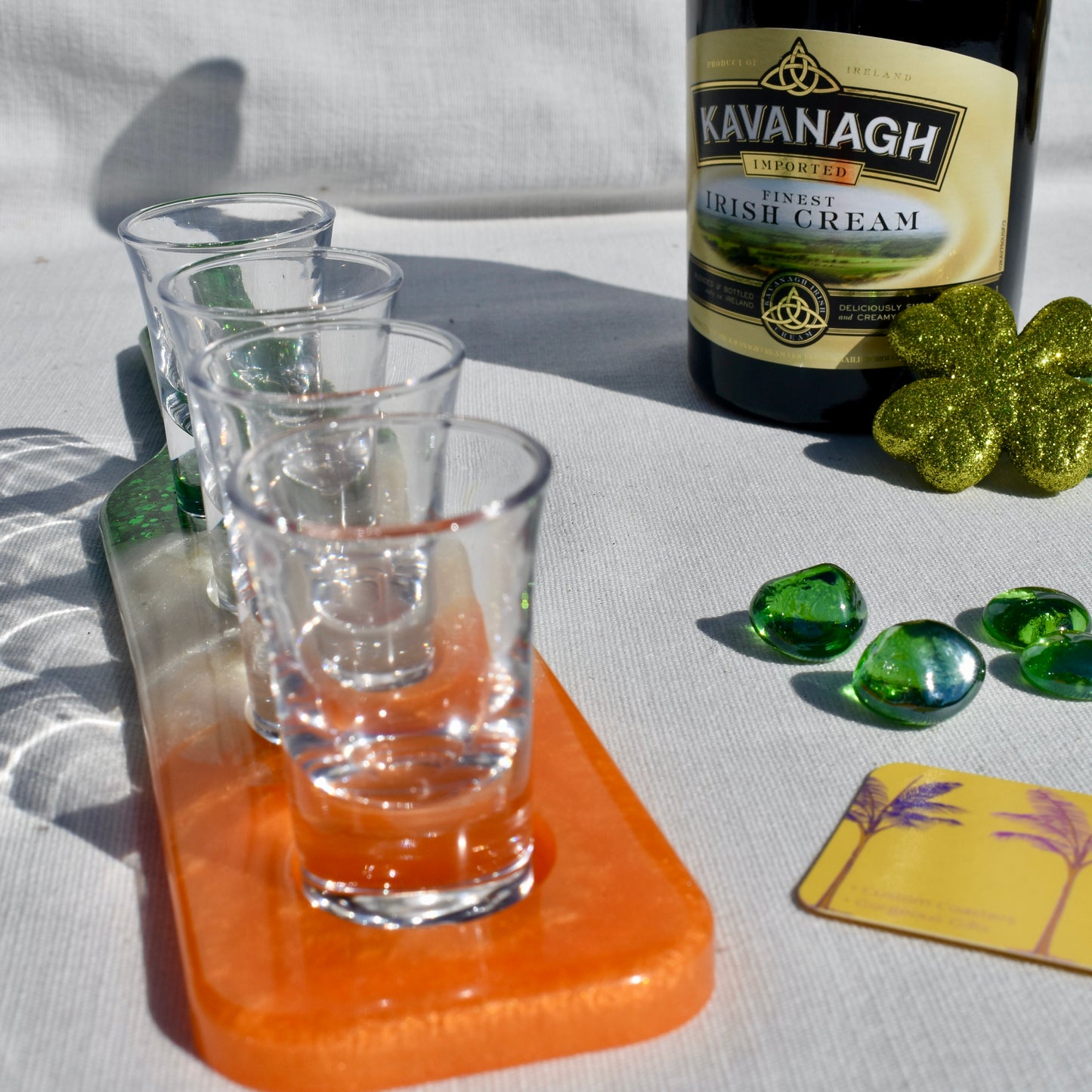 🇮🇪Tri-color Irish Themed Shot Glass Paddle - Green • White • Orange Shot Glass