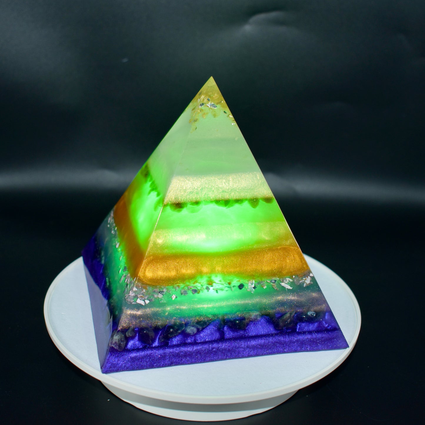 Purple & Gold LED Nightlight Pyramid Sculpture