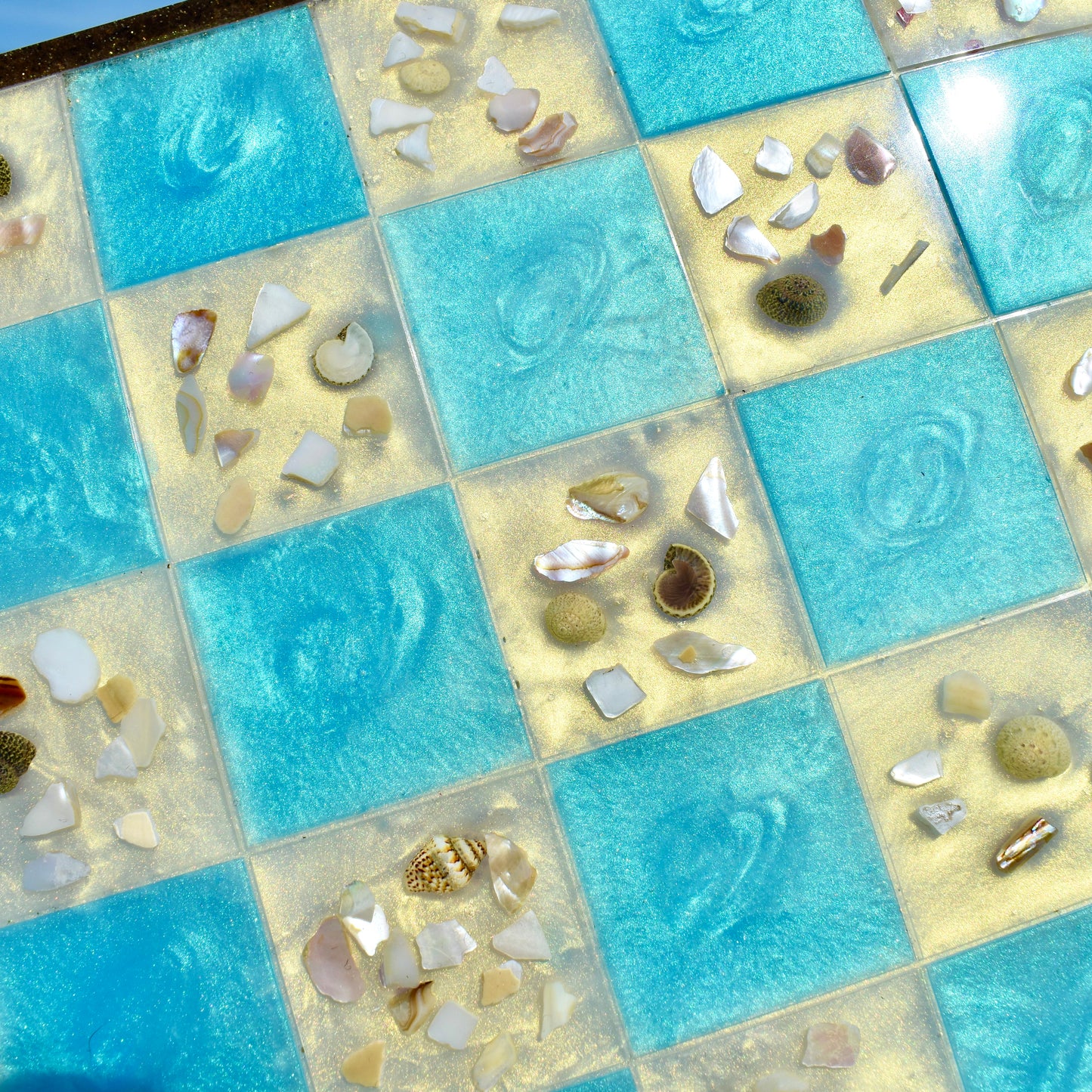 Premium Beach Themed Chess Set • Ocean Chess Set • Seashell Resin Chess Game (full set)