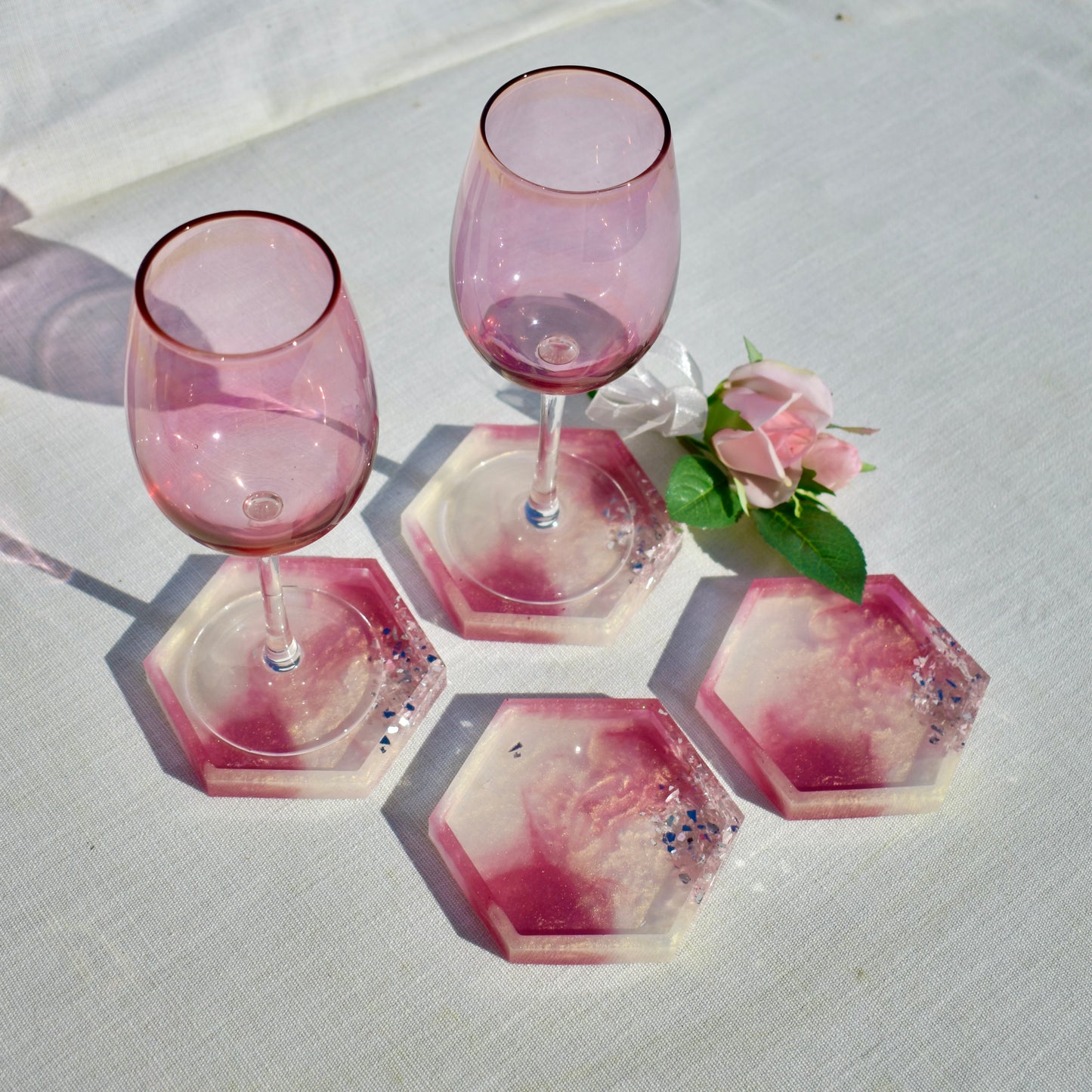 Romantic Rose Quartz Coasters & Snack Board Set