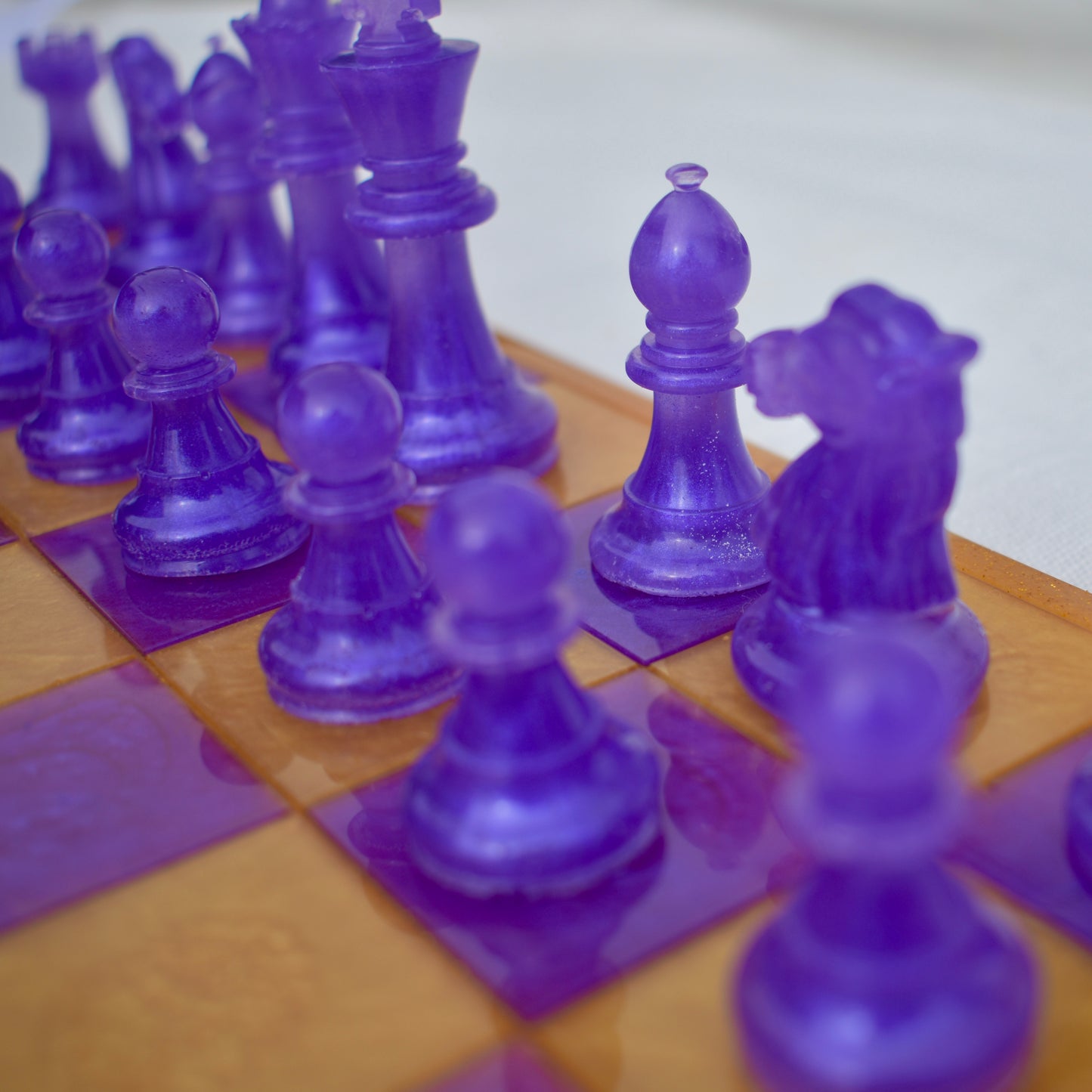 Classic Customizable Purple & Gold Chess/Checkers Board Game Set