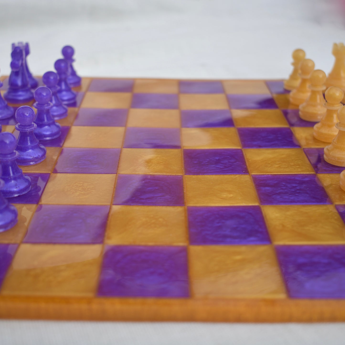 Classic Customizable Purple & Gold Chess/Checkers Board Game Set