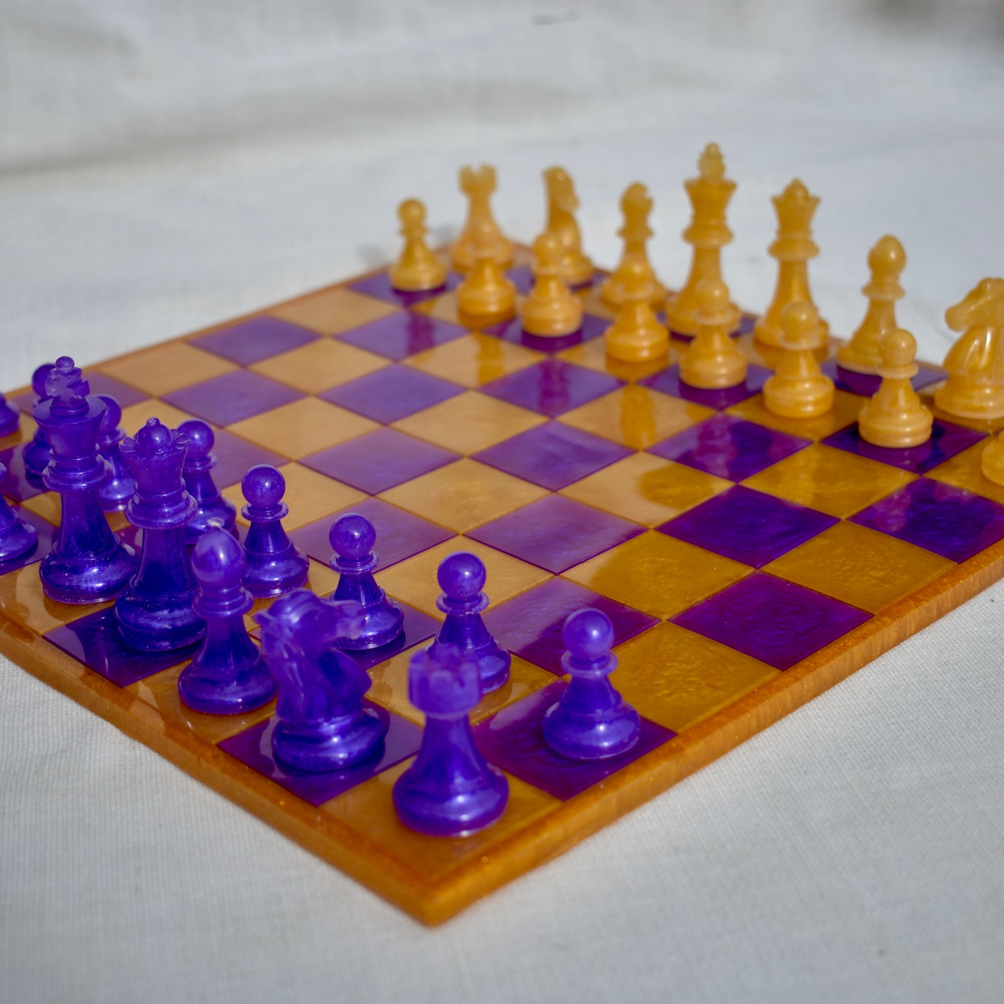 Classic Customizable Purple & Gold Chess/Checkers Board Game Set