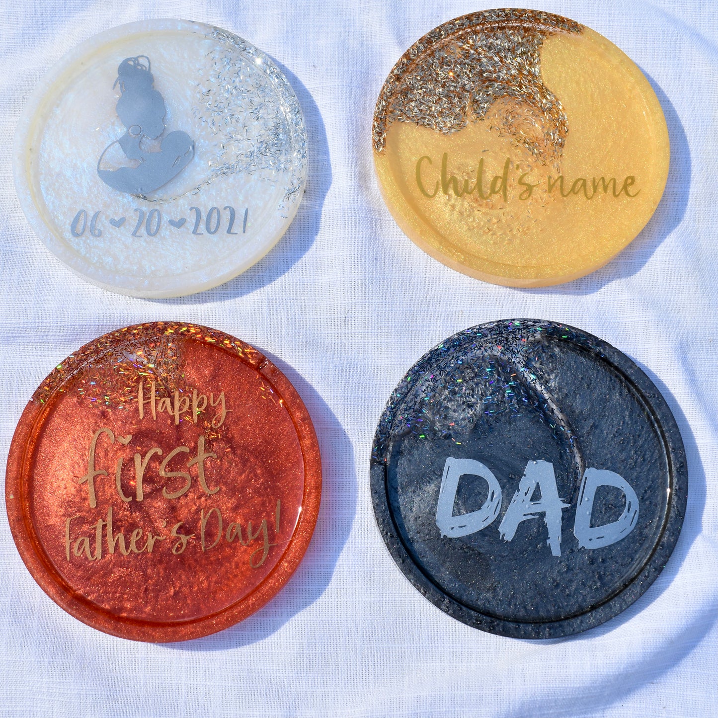 First Father’s Day Coasters • First Father’s Day Gift • Personalized Father’s Day Coasters
