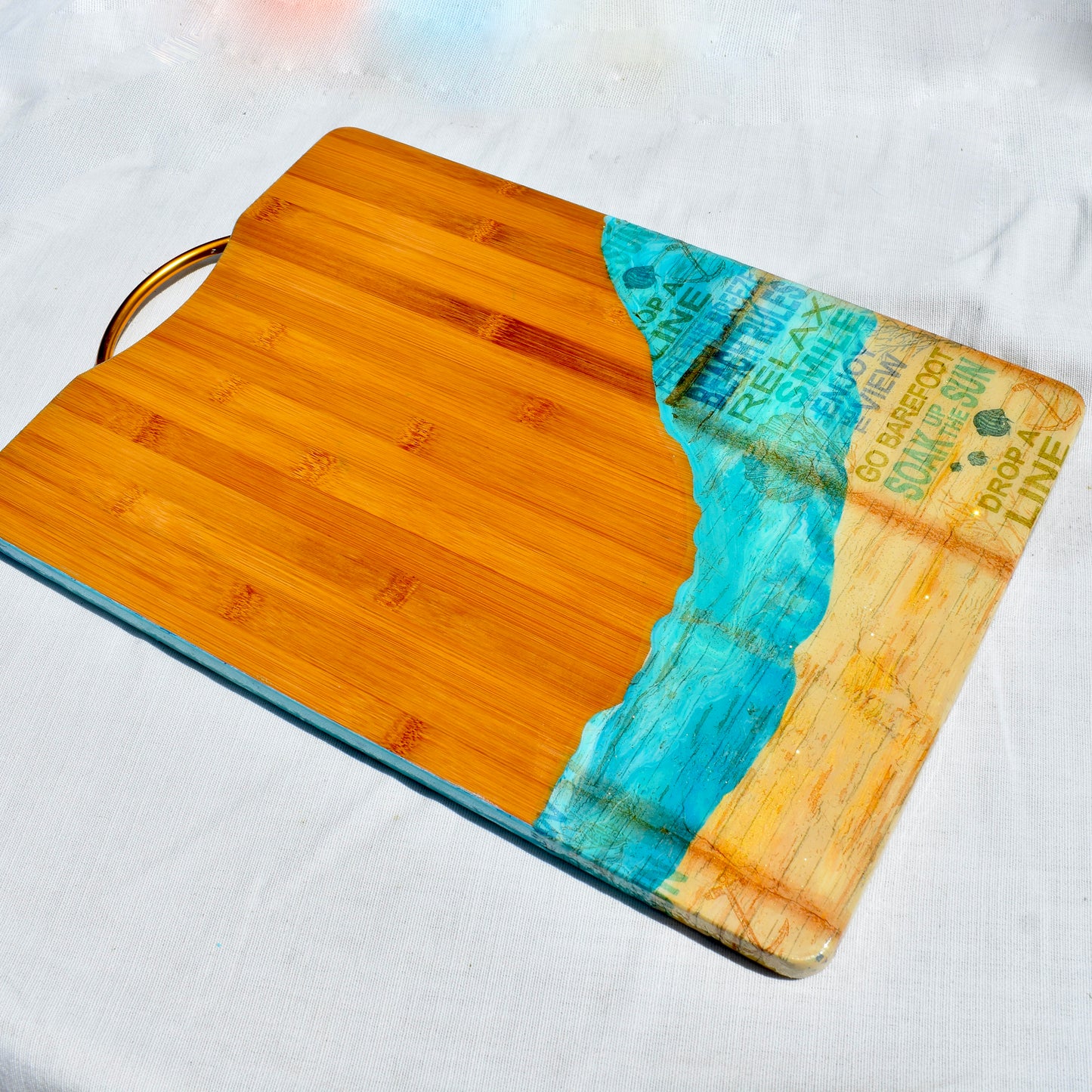 Beach Rules Charcuterie Board • Beach Vibe Charcuterie Board • Bamboo Beach Themed Serving Tray