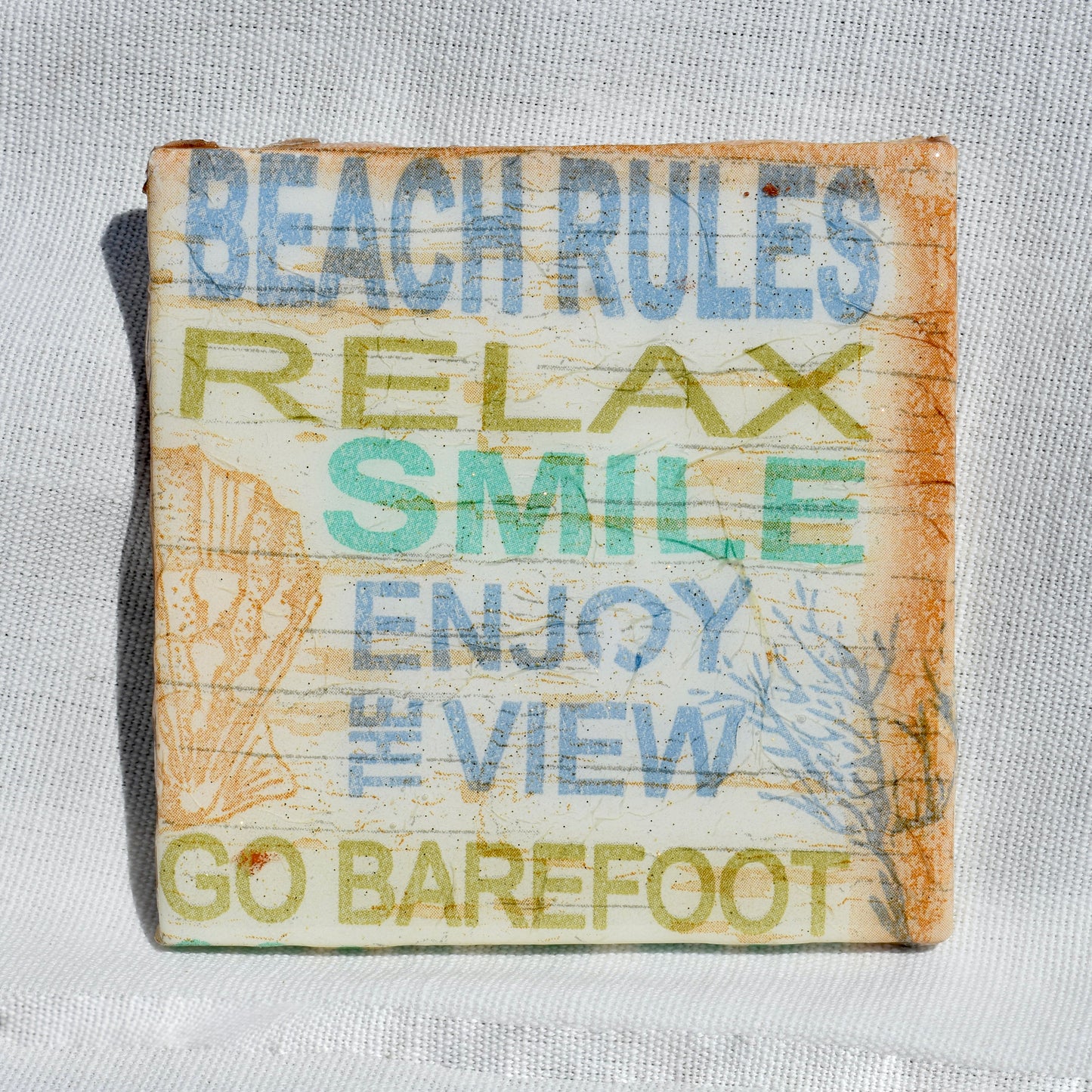 Beach Rules Ceramic Coasters 🏖 Beach Lover Coasters Set 🏖 Summer Vibes Coasters