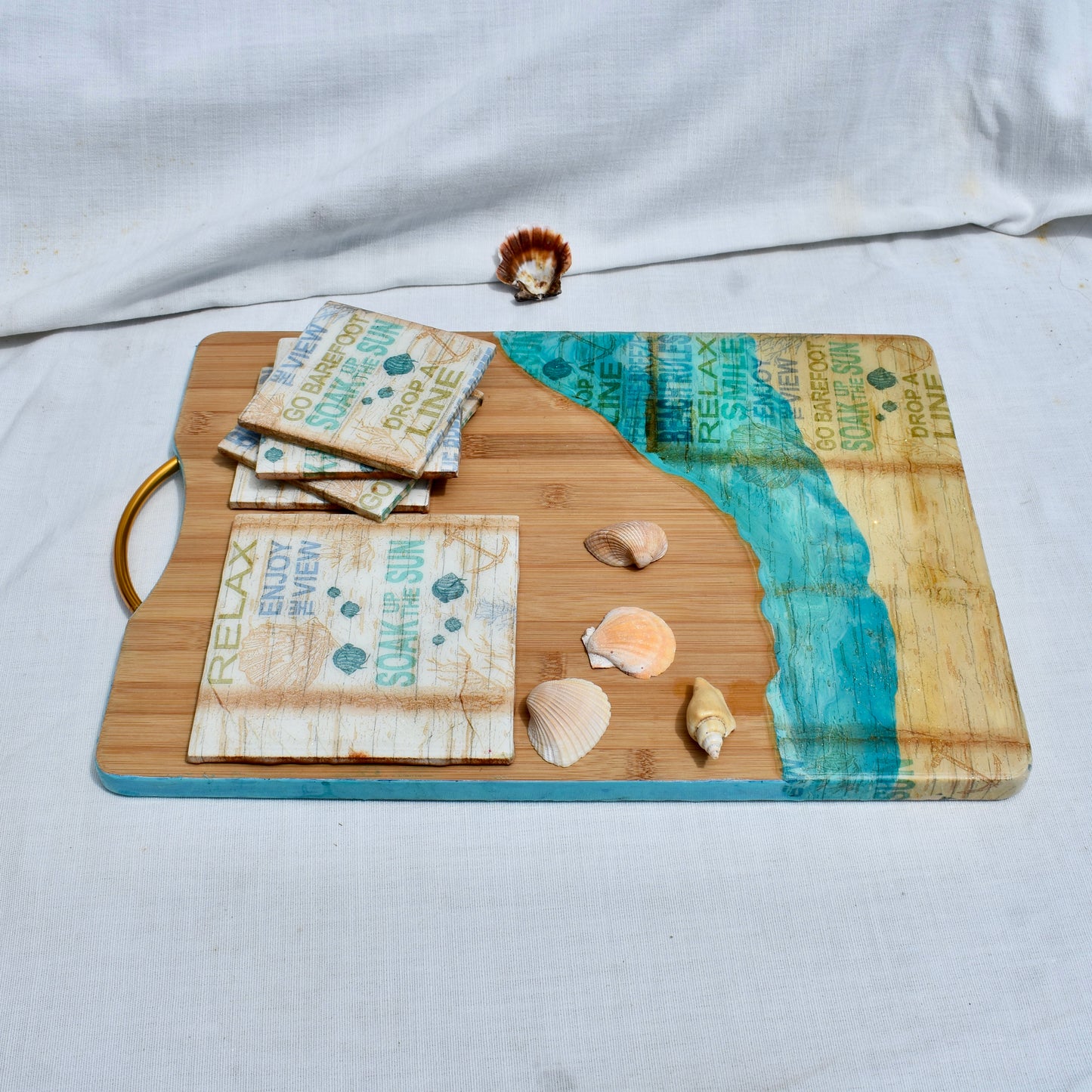 Beach Rules Charcuterie Board • Beach Vibe Charcuterie Board • Bamboo Beach Themed Serving Tray