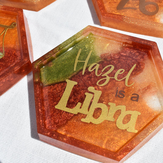 Libra Birthday Coasters • September Birthday Coasters • Personalized Birthday Coasters