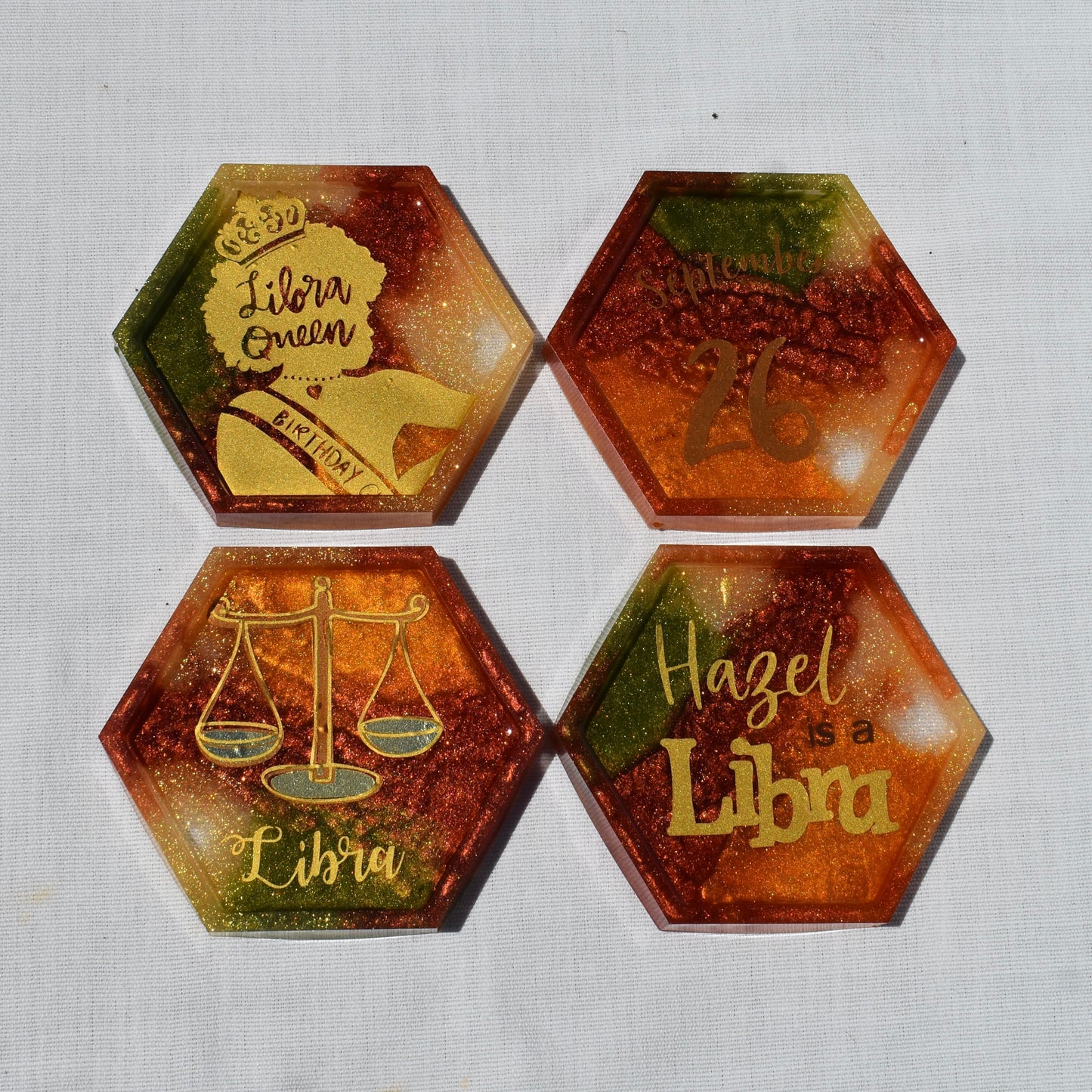 Libra Birthday Coasters • September Birthday Coasters • Personalized Birthday Coasters