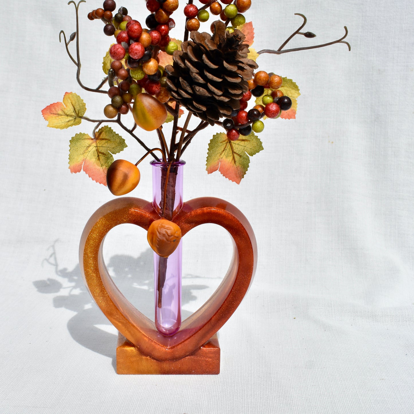 Autumn Heart Shaped Propagation Vase (2-piece set) • Fall Bud Vase • Hydroponic Plant Cutting Vase