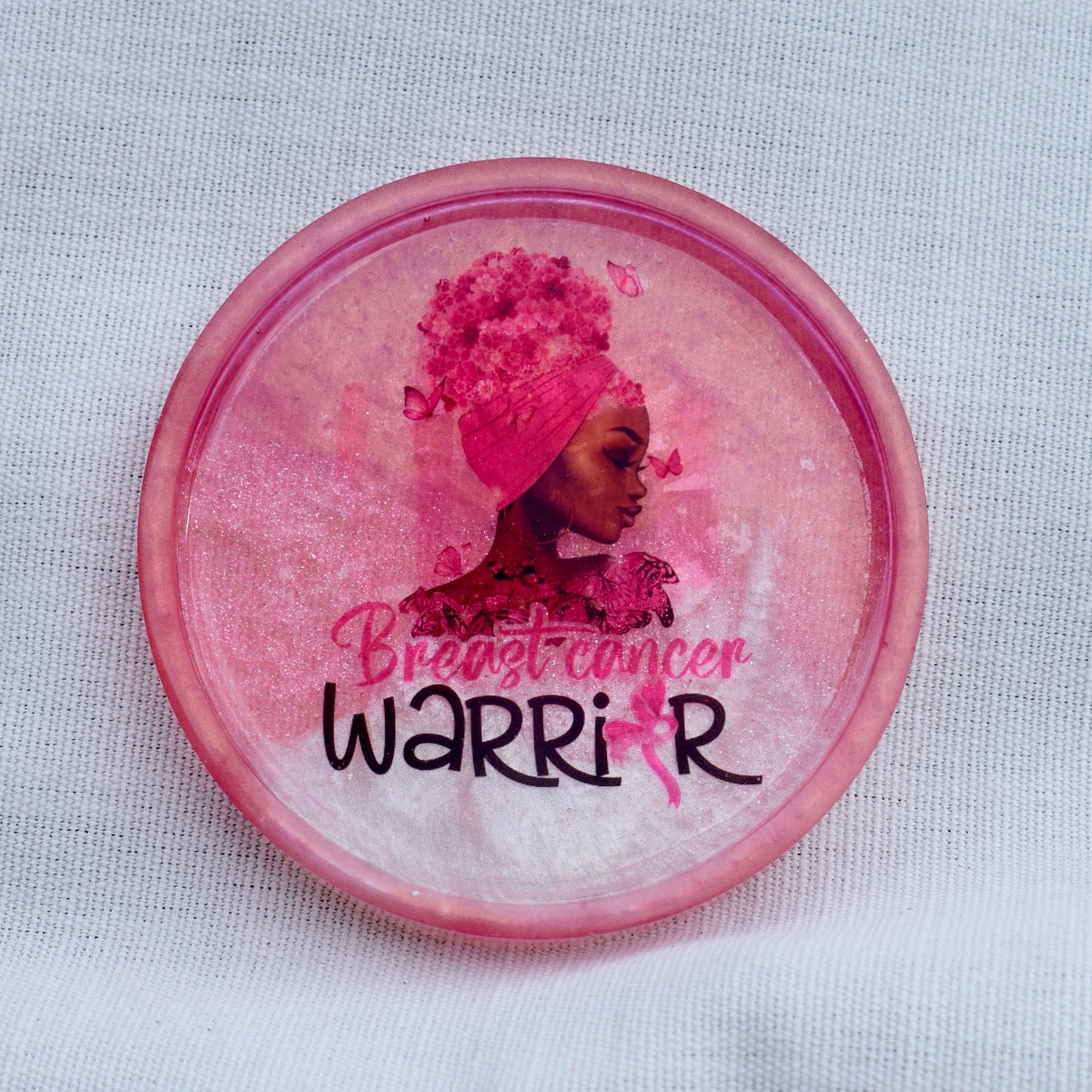 Breast Cancer Warrior Coasters 🎀 Afro Breast Cancer Coasters • Black Cancer Survivor Coasters