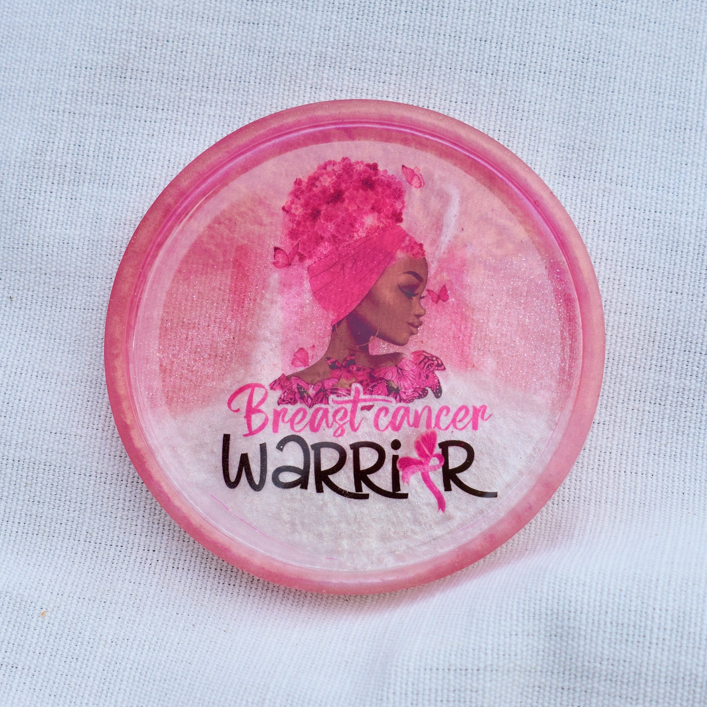 Breast Cancer Warrior Coasters 🎀 Afro Breast Cancer Coasters • Black Cancer Survivor Coasters