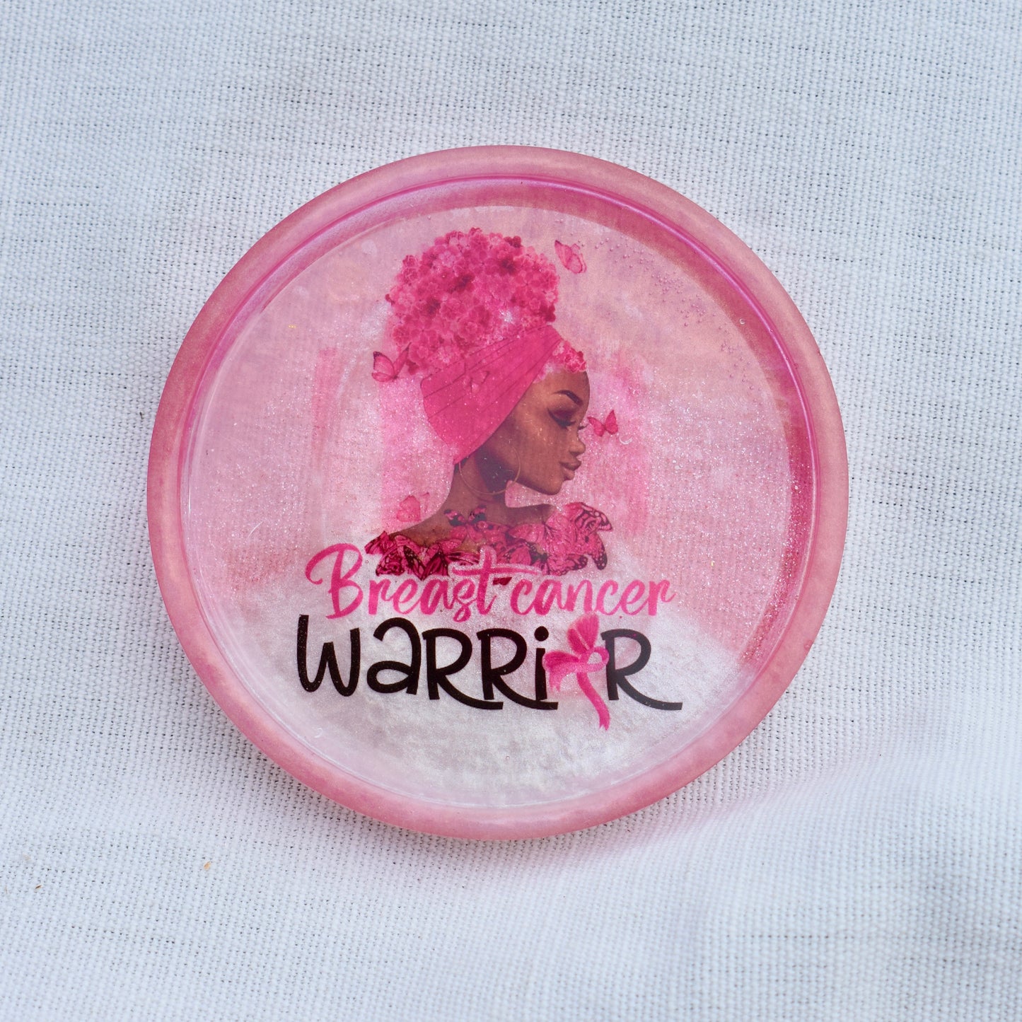 Breast Cancer Warrior Coasters 🎀 Afro Breast Cancer Coasters • Black Cancer Survivor Coasters