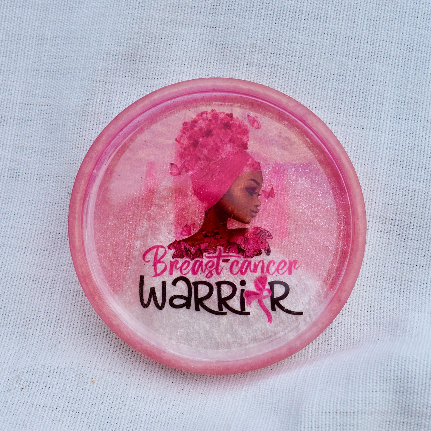 Breast Cancer Warrior Coasters 🎀 Afro Breast Cancer Coasters • Black Cancer Survivor Coasters