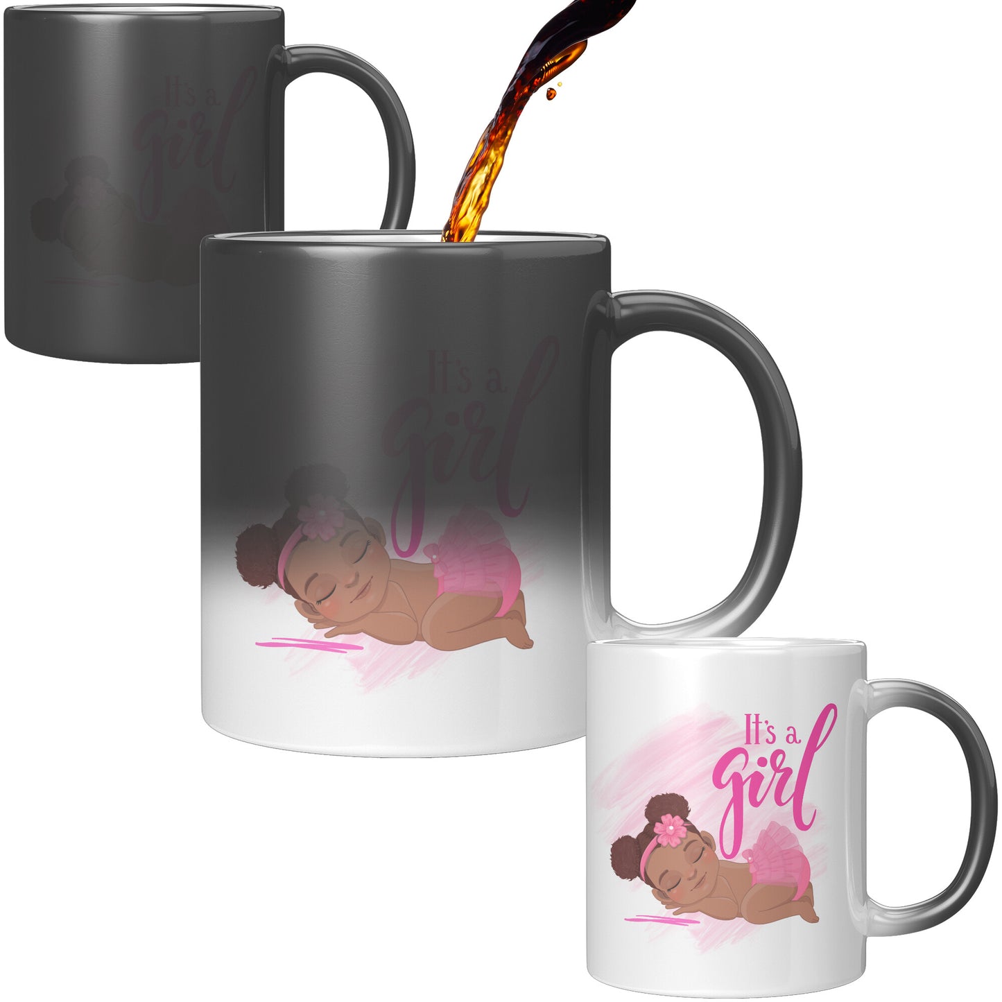 “It’s a Beautiful Brown Girl” Coffee Mug •  “Magic” Gender Reveal Mug • Gender Reveal Coffee Mug