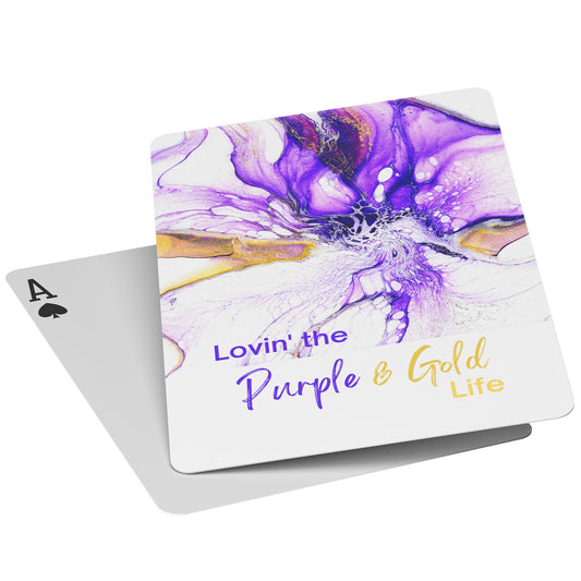 Purple & Gold Playing Cards • Lovin’ the Purple & Gold Life Playing Cards • 52-Card Purple & Gold Deck Set • Bragging Rights Playing Cards