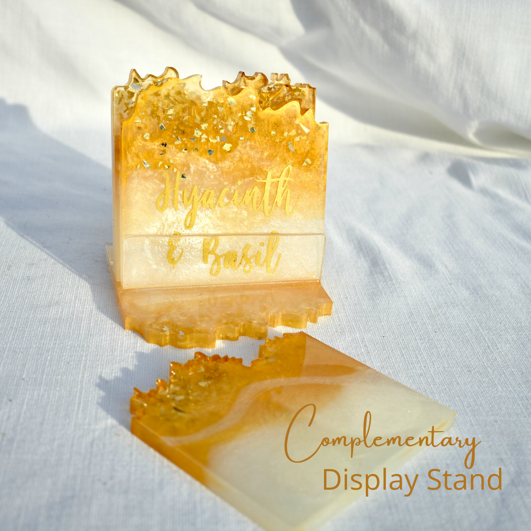 Personalized Wave Edge Coasters with Matching Display Holder