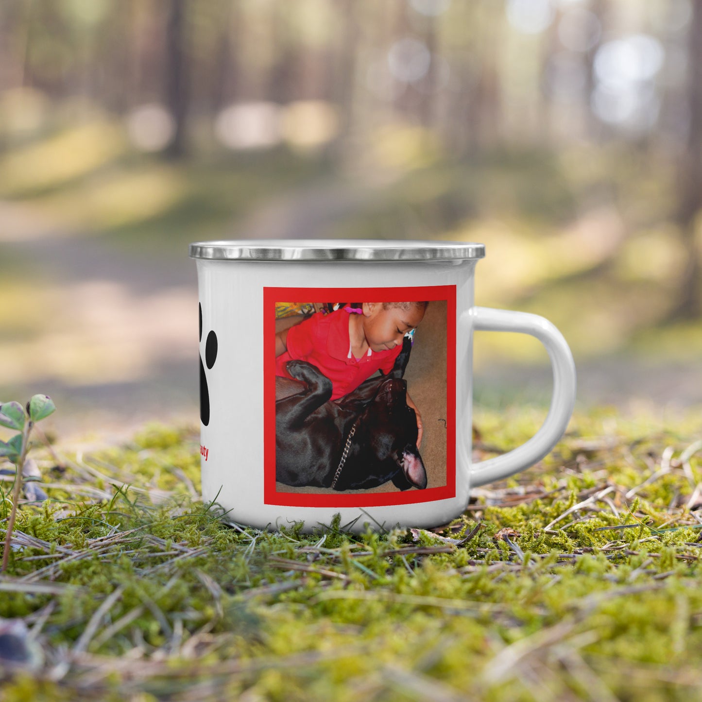 Custom Enamel DOG Mug • Personalized Dog Mug • Campfire Dog Lover Mug • Vintage Enamel Mug