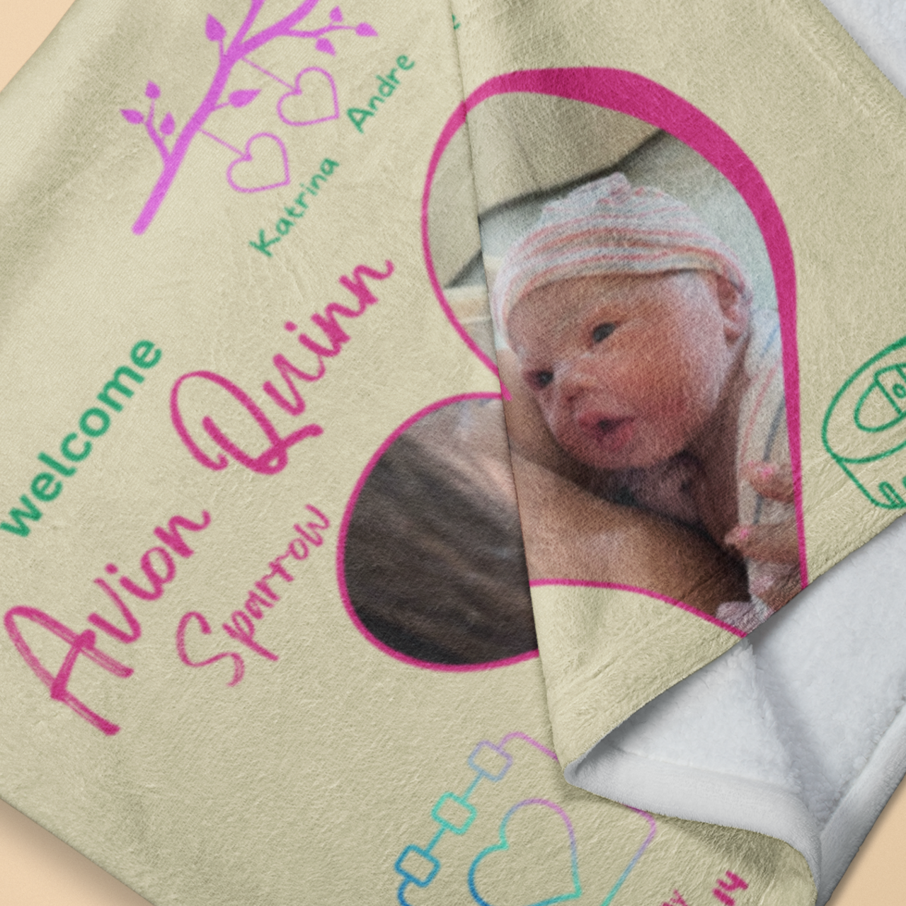 Personalized Birth Announcement Minky Blanket • Personalized Newborn Baby Minky Blanket