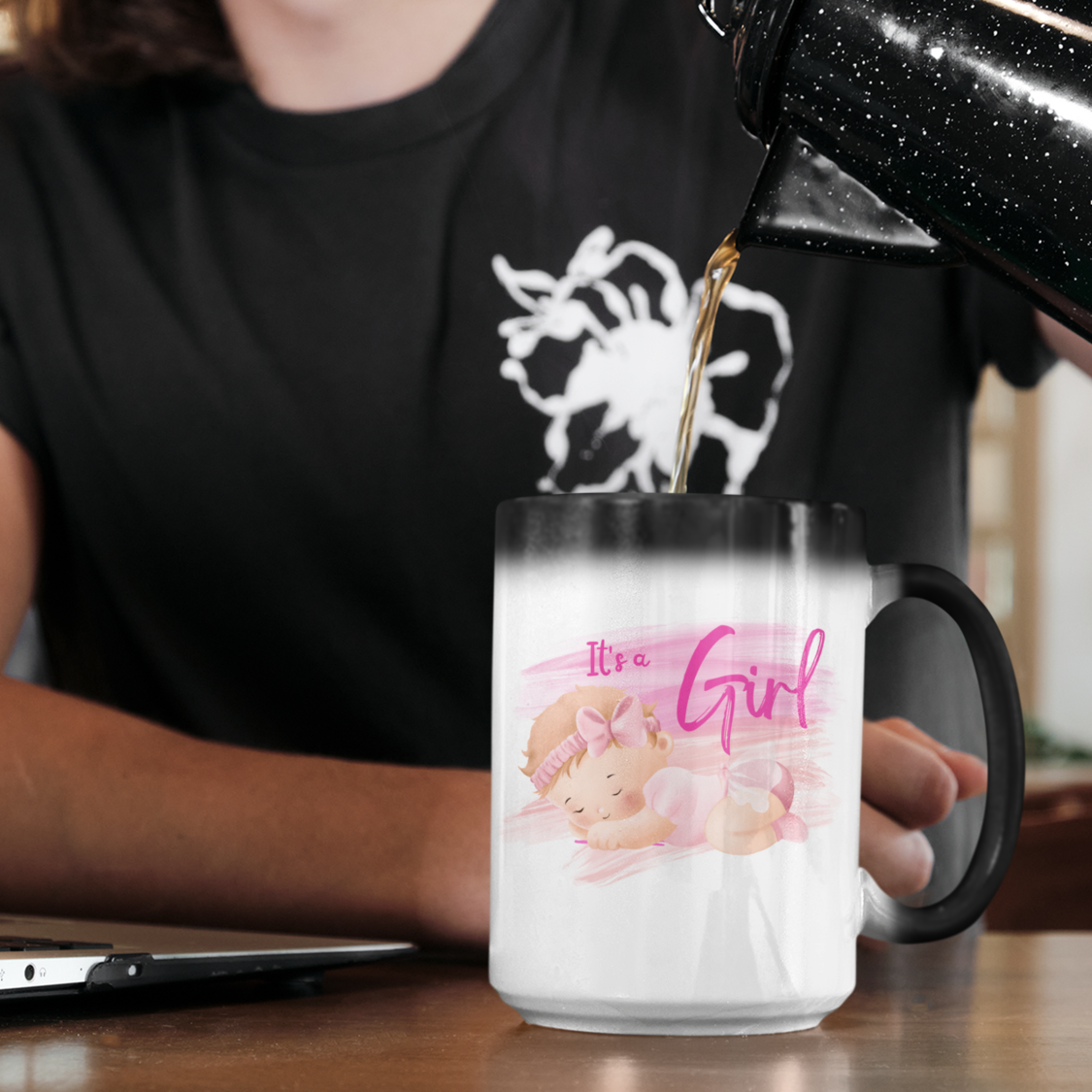 “It’s a Girl” Coffee Mug 🎀“Magic” Gender Reveal Mug 🎀 Gender Reveal Coffee Mug