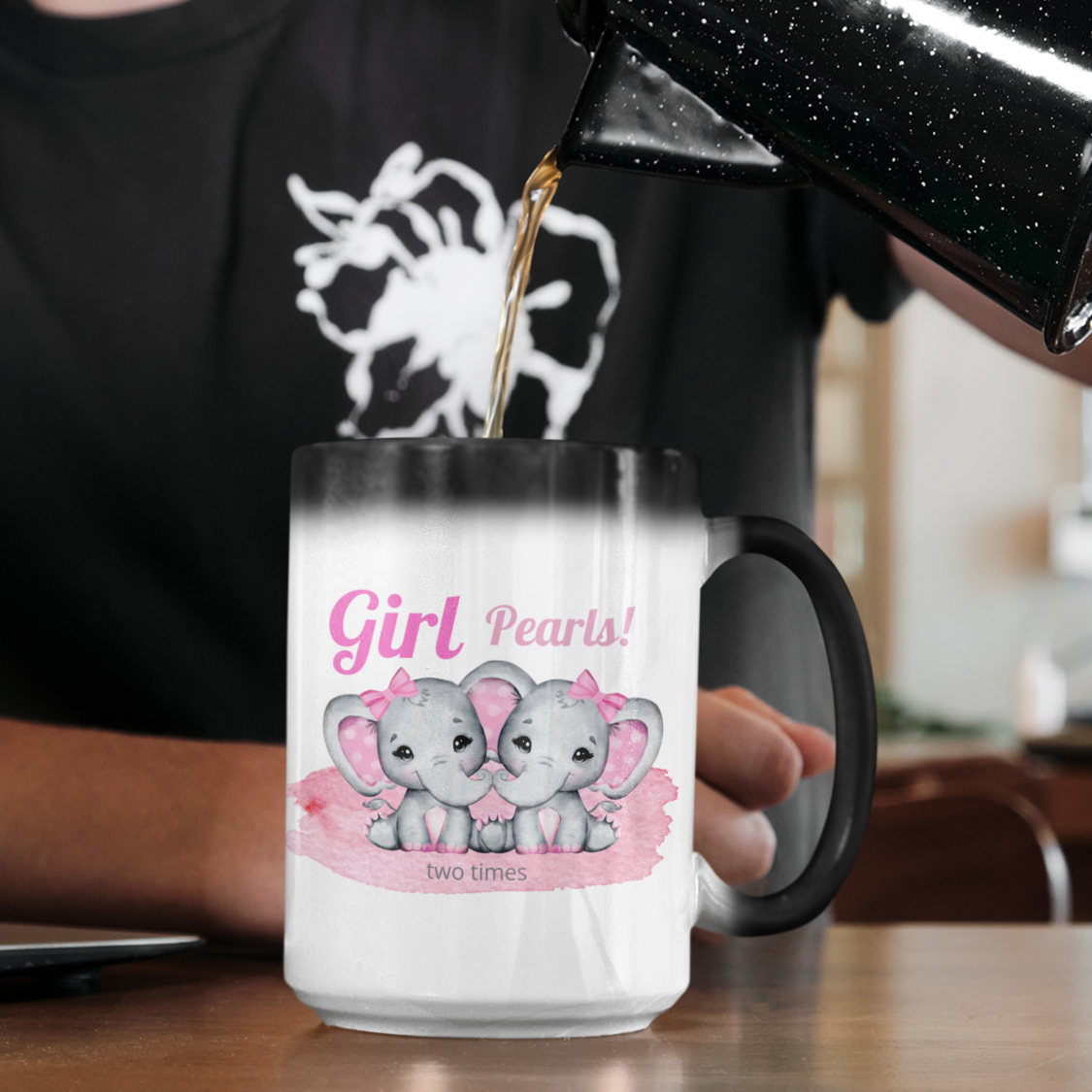 “Magic” Gender Reveal Twin Girls Mug • Having 2 Baby Girls Coffee Mug •  Twin Pregnancy Announcement Mug