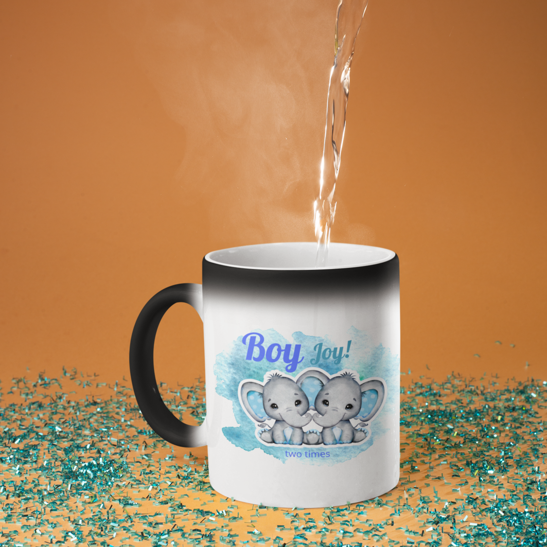 Twin Boys “Magic” Gender Reveal Mug • Boy Joy 2x Coffee Mug •  Twin Pregnancy Announcement Mug