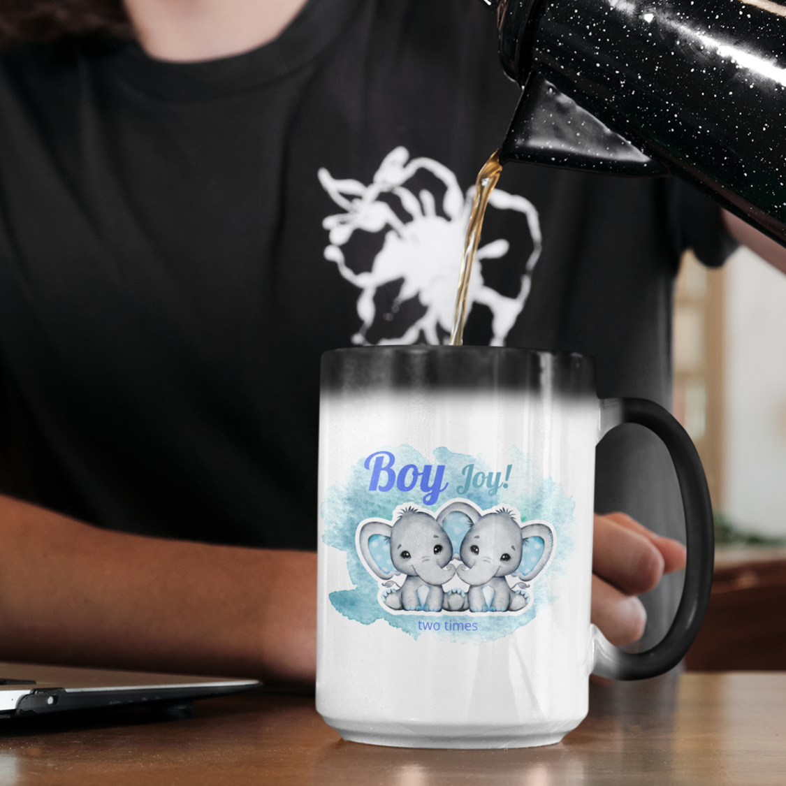 Twin Boys “Magic” Gender Reveal Mug • Boy Joy 2x Coffee Mug •  Twin Pregnancy Announcement Mug