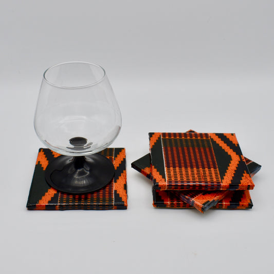 Kente Gifts – Kente Décor – African Inspired Coasters - Ceramic Drink Coaster Set - Gift for Him – Gift for Her – Geometric Coasters
