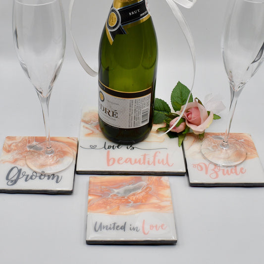 Personalized Wedding Coaster Set • Bridal Shower Gift