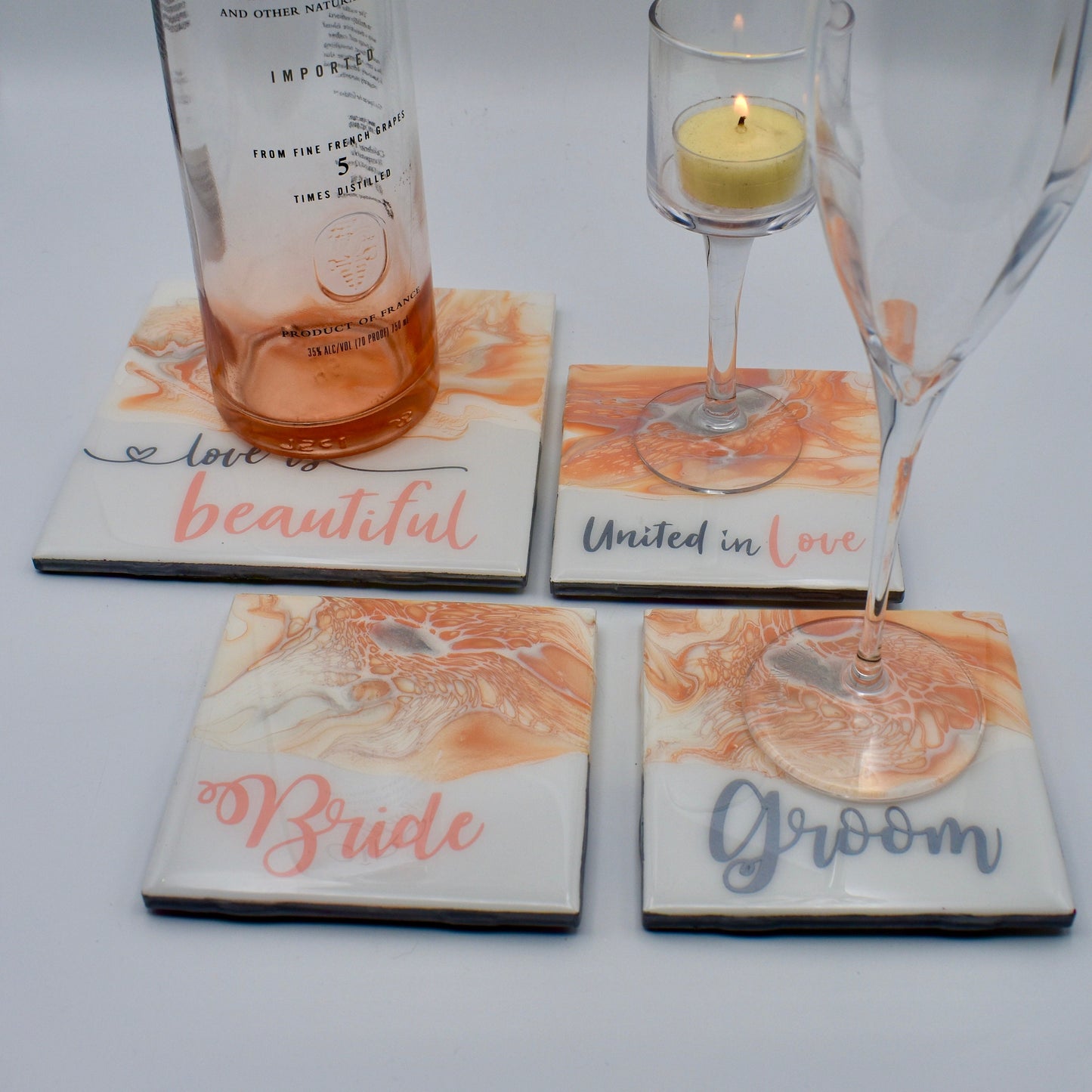 Personalized Wedding Coaster Set • Bridal Shower Gift