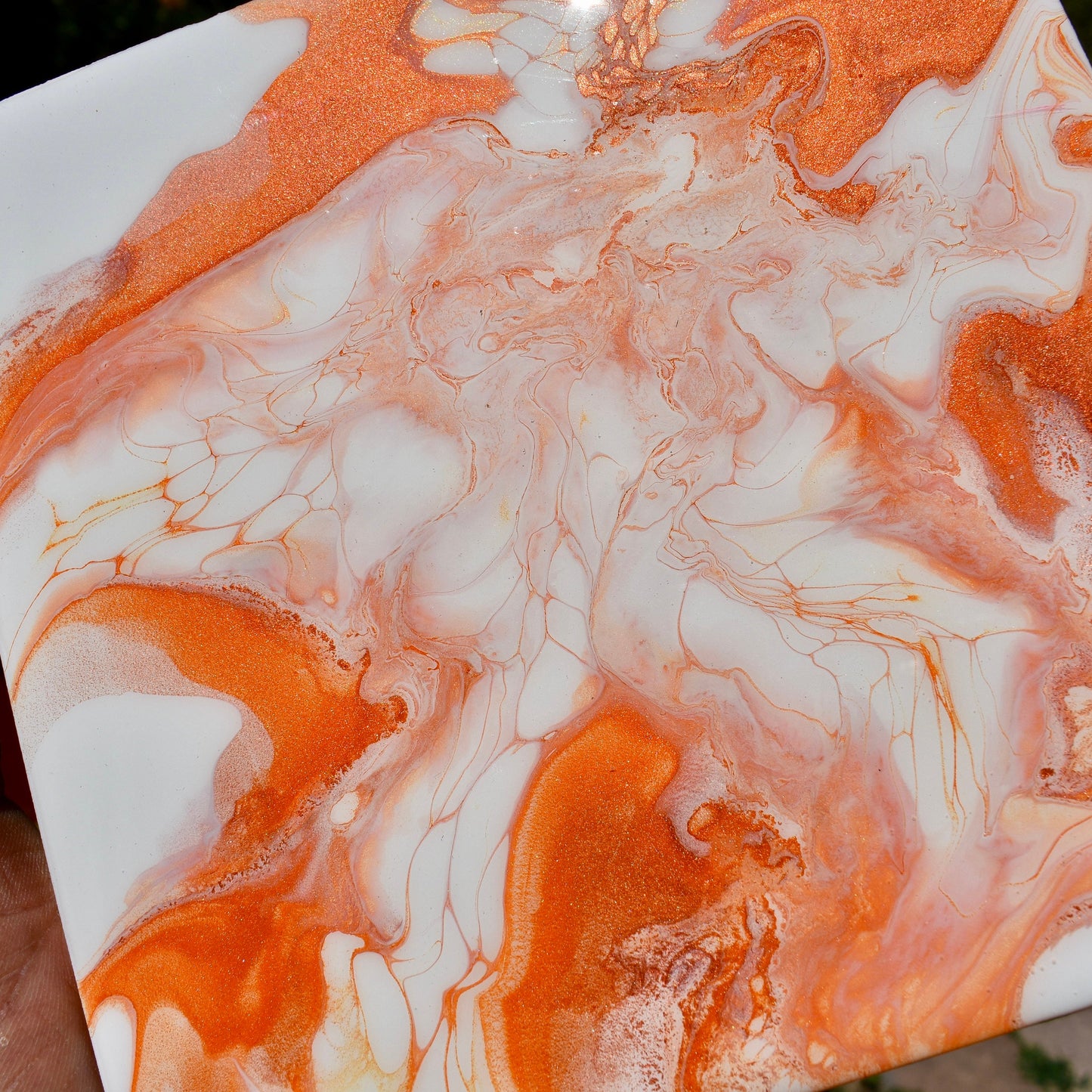Orange Marble  Coasters – Orange Décor – Drink Coasters - Ceramic Drink Coaster Set - Gift for Her – Bar Ware - Abstract Art Coasters