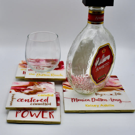 Monica Dutton Coasters –Yellowstone TV Show – Kelsey Asbille - Yellowstone Watch Party - Yellowstone Fan Coasters – Gift for Her – Barware