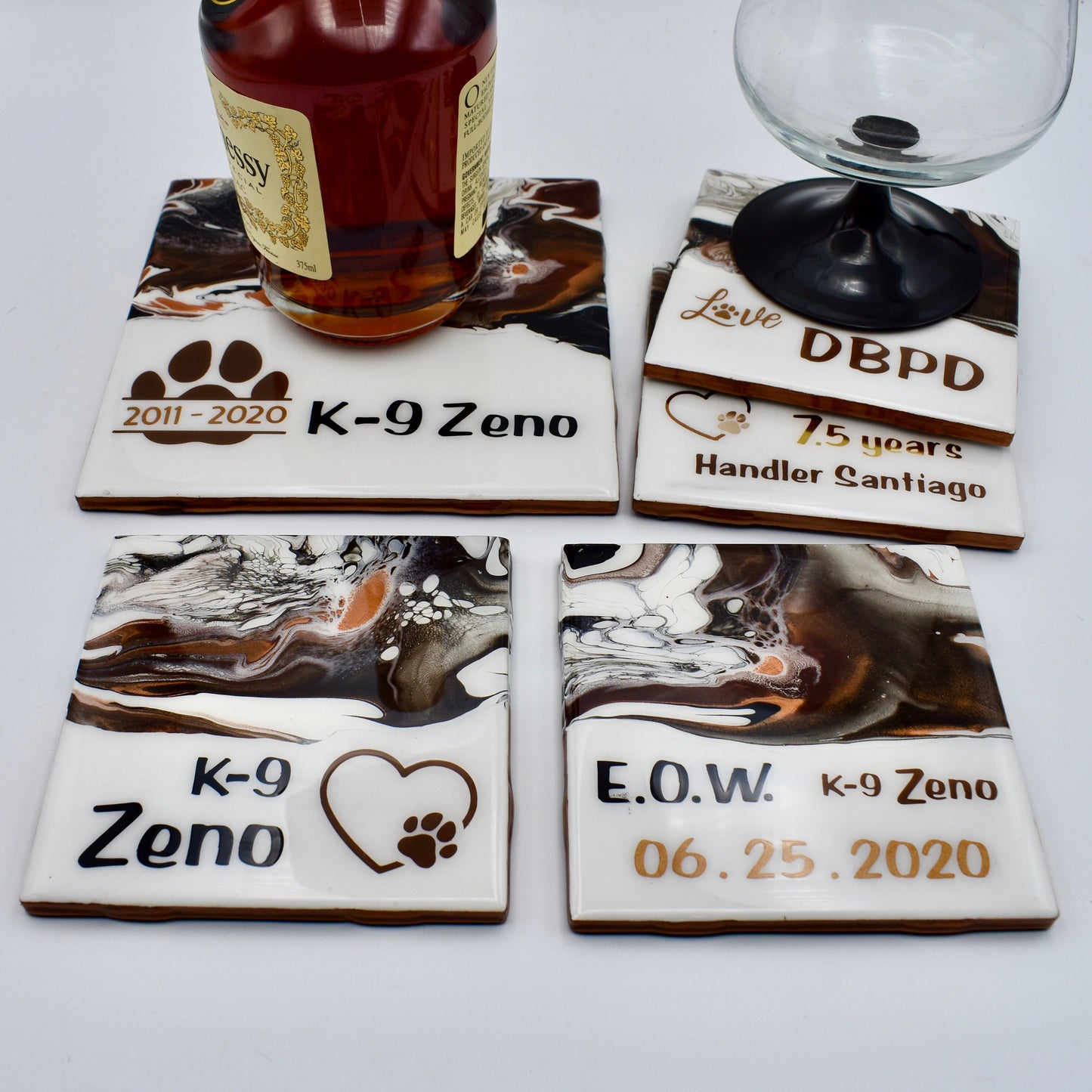 Personalized Pet Memorial Coaster Set - Pet Loss Gift (5-piece set)