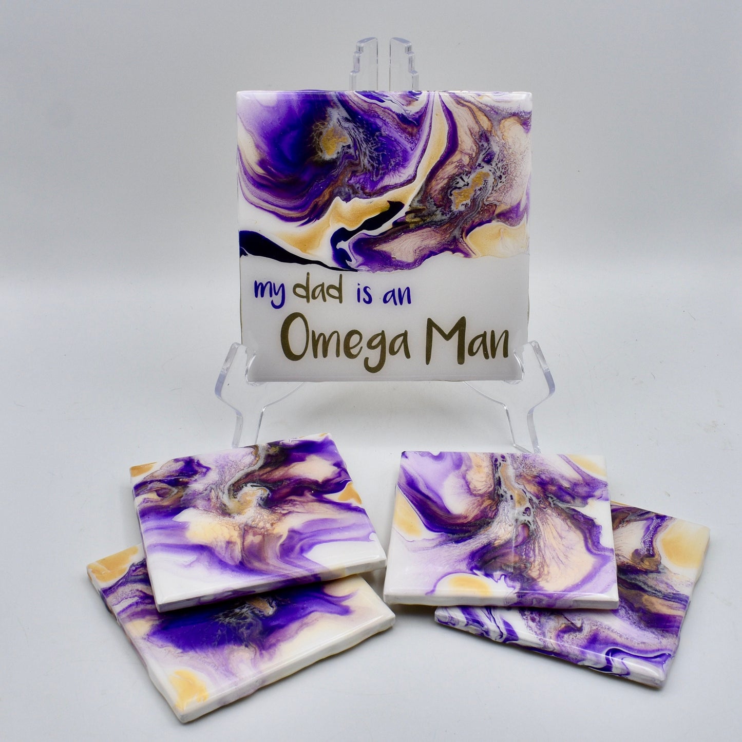 Purple Gold 5-Piece Coaster Set - Fraternity Gift