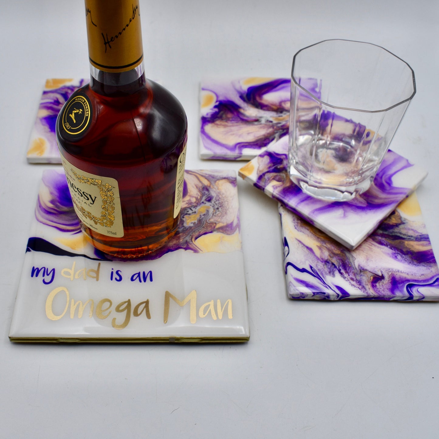 Purple Gold 5-Piece Coaster Set - Fraternity Gift
