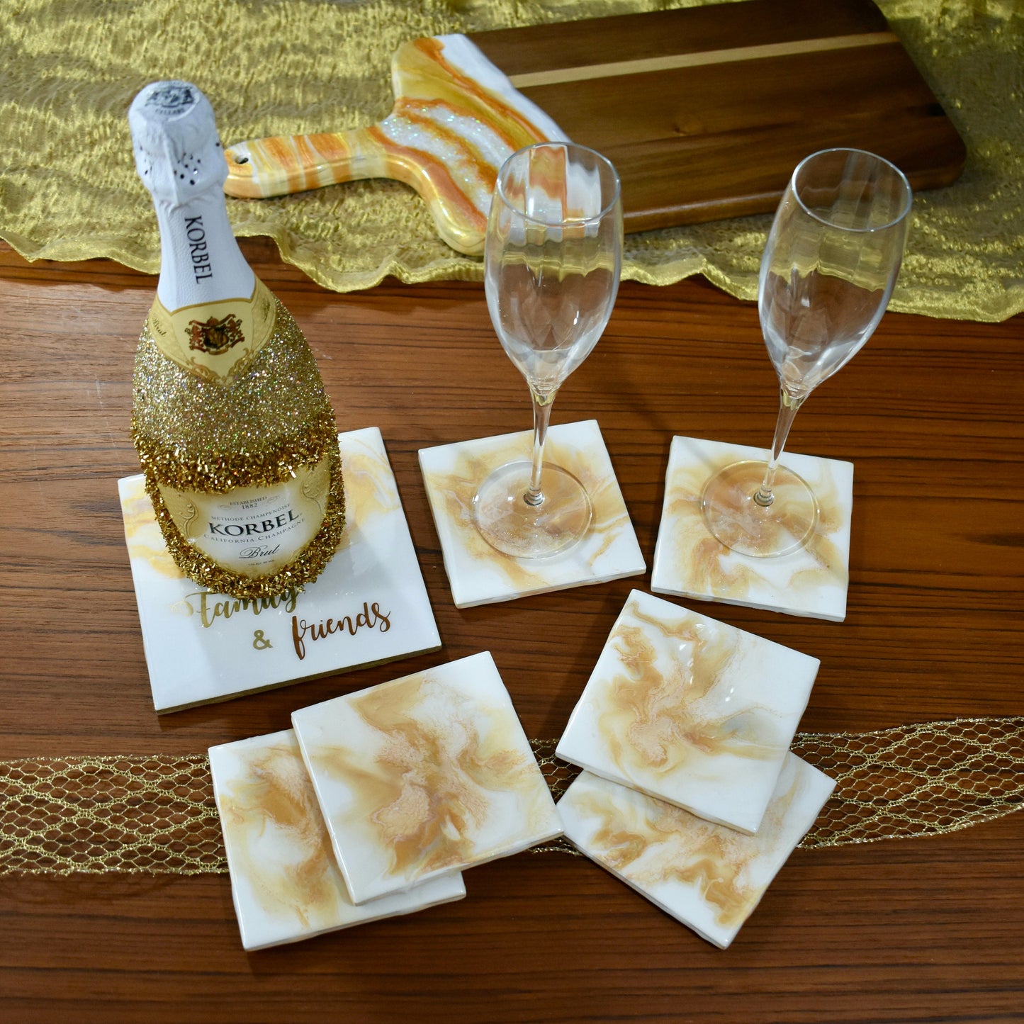 Gold & White Cheese Board Paddle