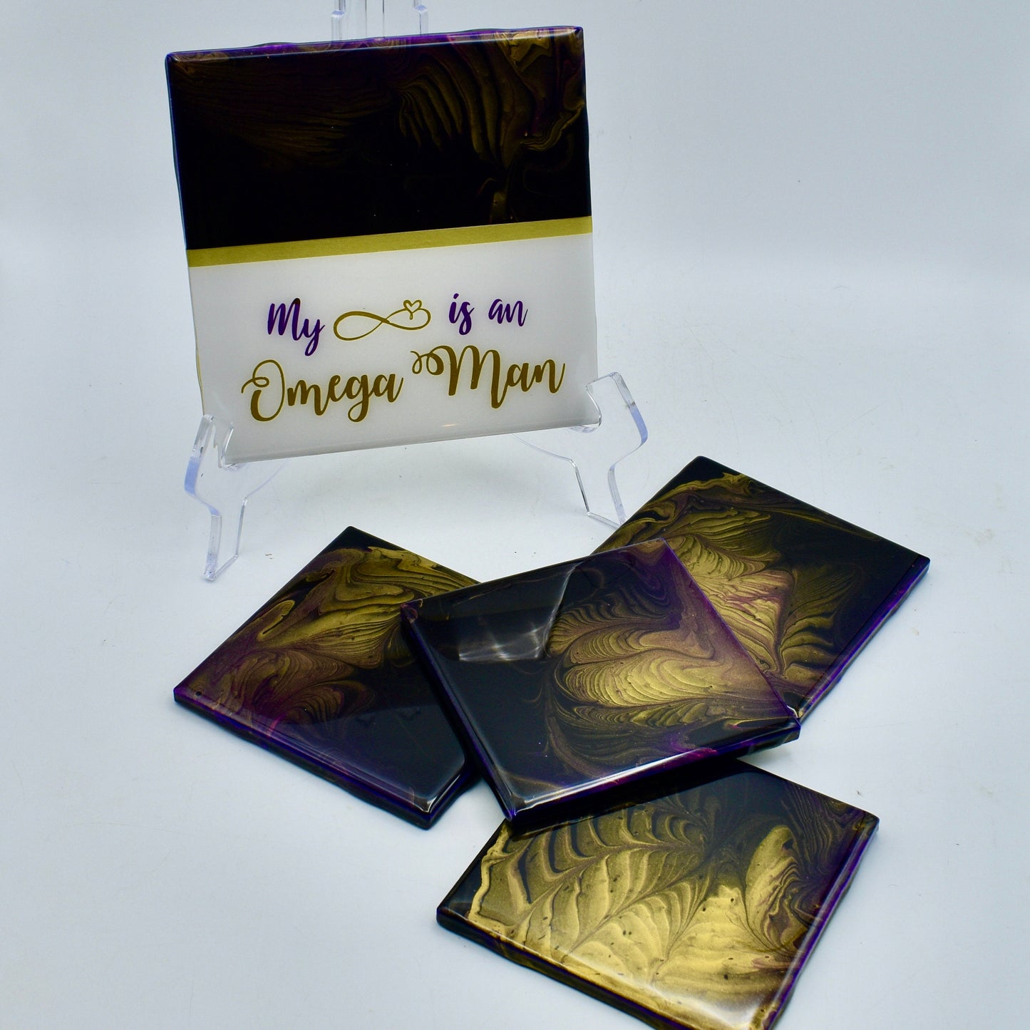 Purple Gold Romantic Coaster Set