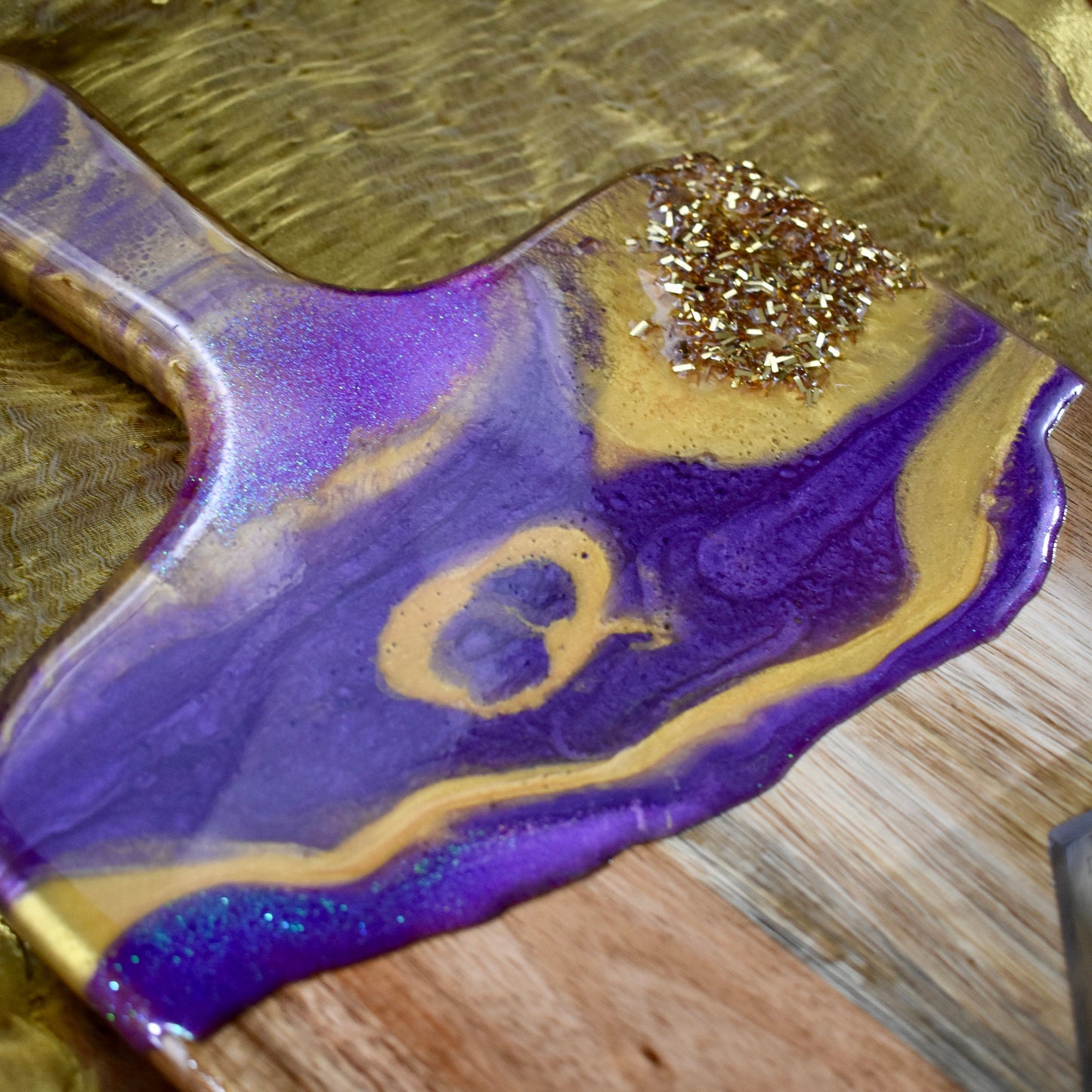 Purple & Gold Cheese Board Set - Fraternity Gift - Cheese Board Paddle - Charcuterie Gift Set – Wooden Cutting Board - Housewarming Gift