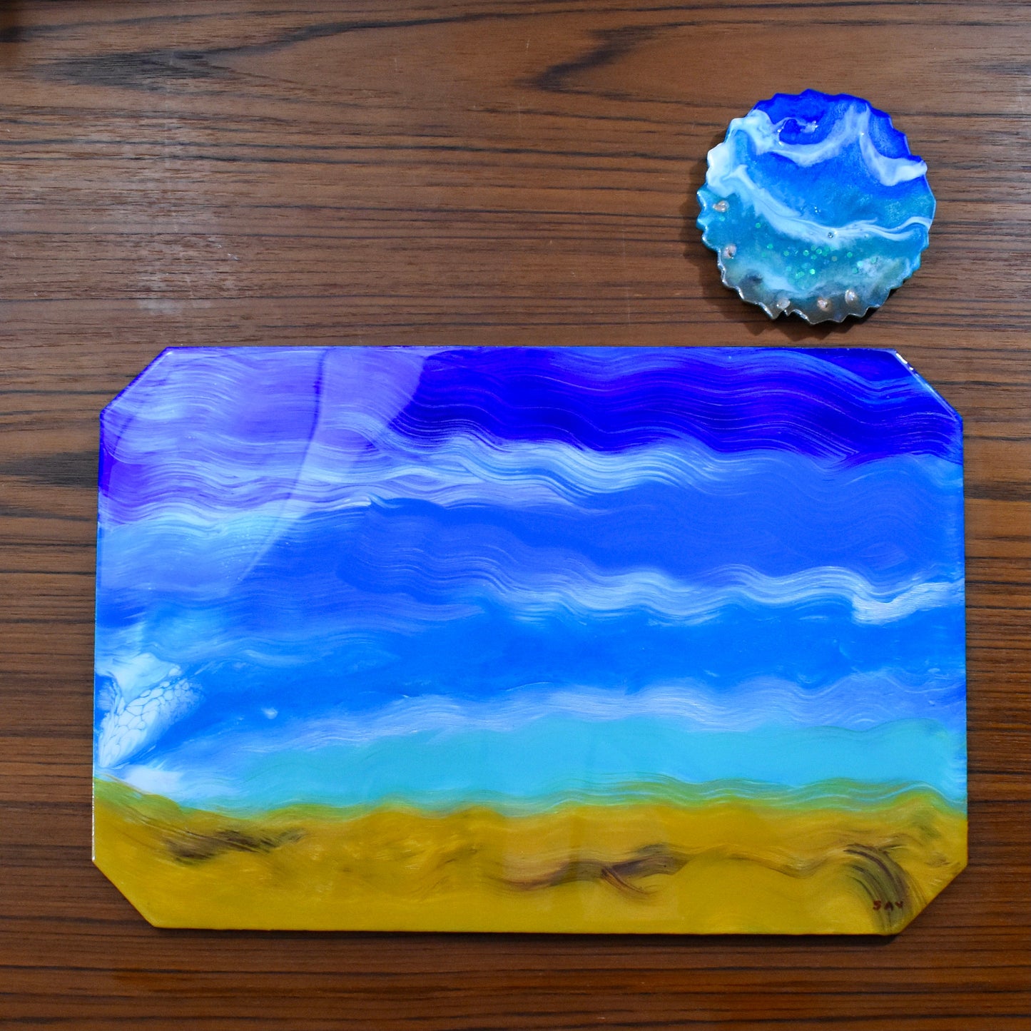 4 Beach/Ocean Themed Wooden Placemats