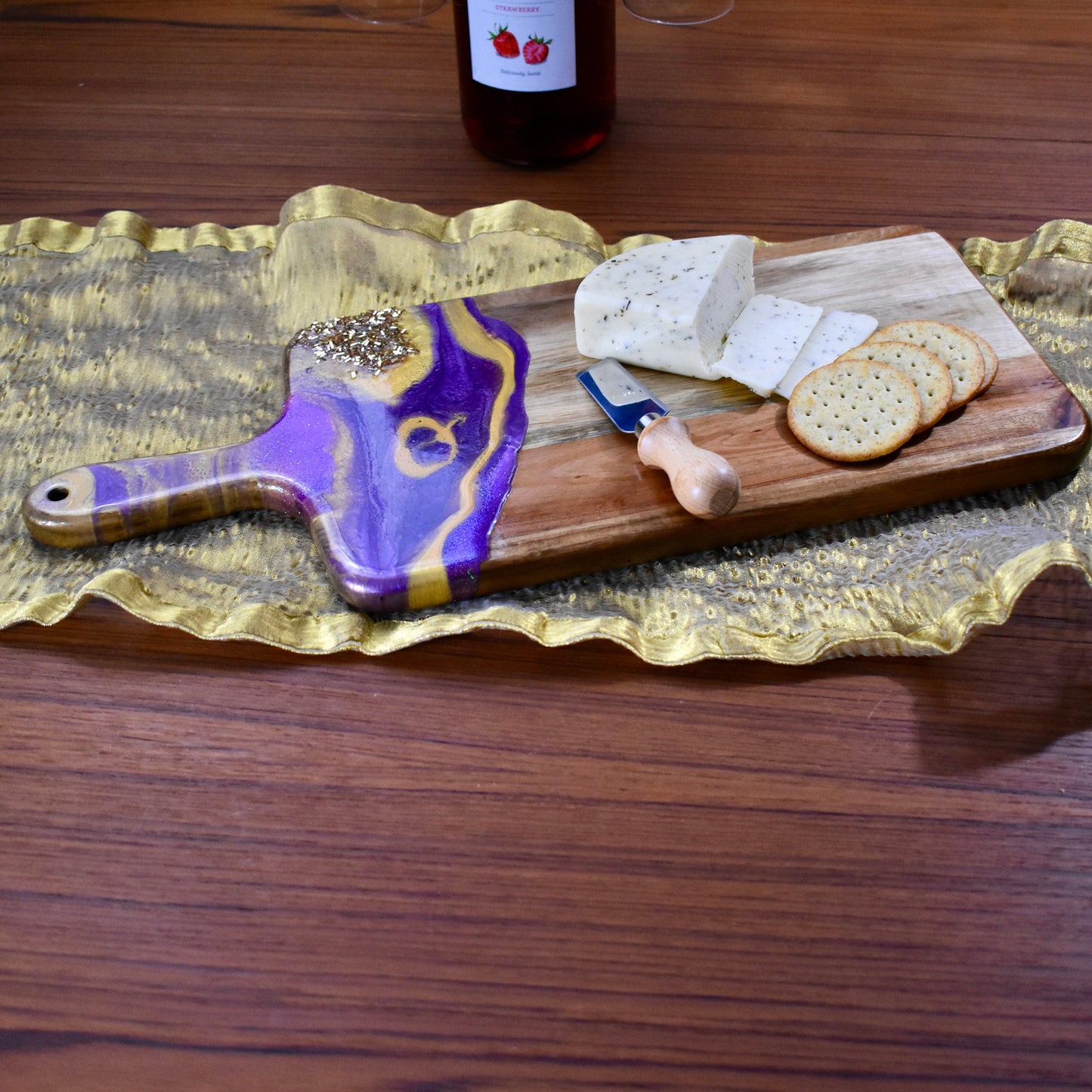 Purple & Gold Cheese Board Paddle - Fraternity Gift