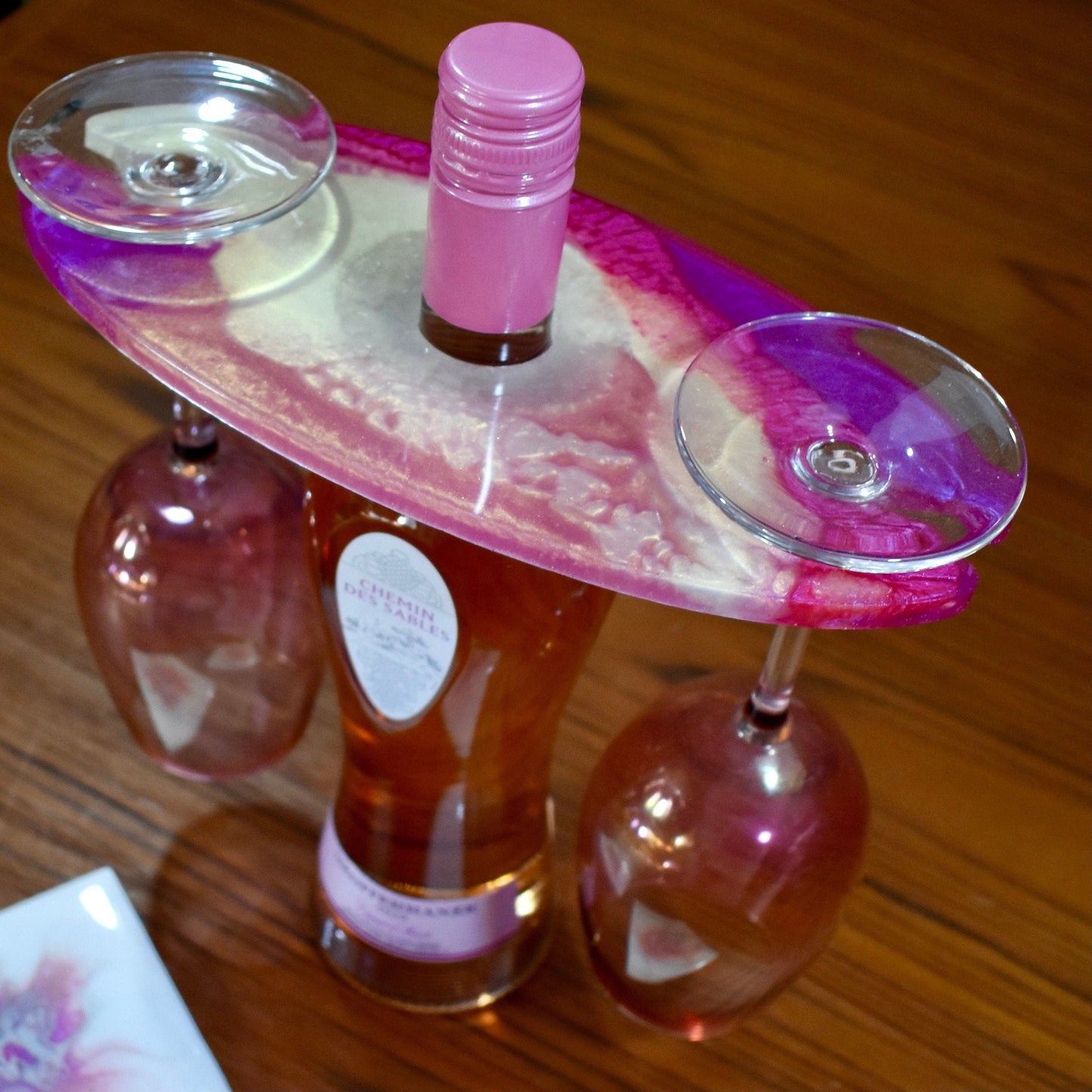 Pink & White/Purple & White Wine Butler-Bottle Caddy